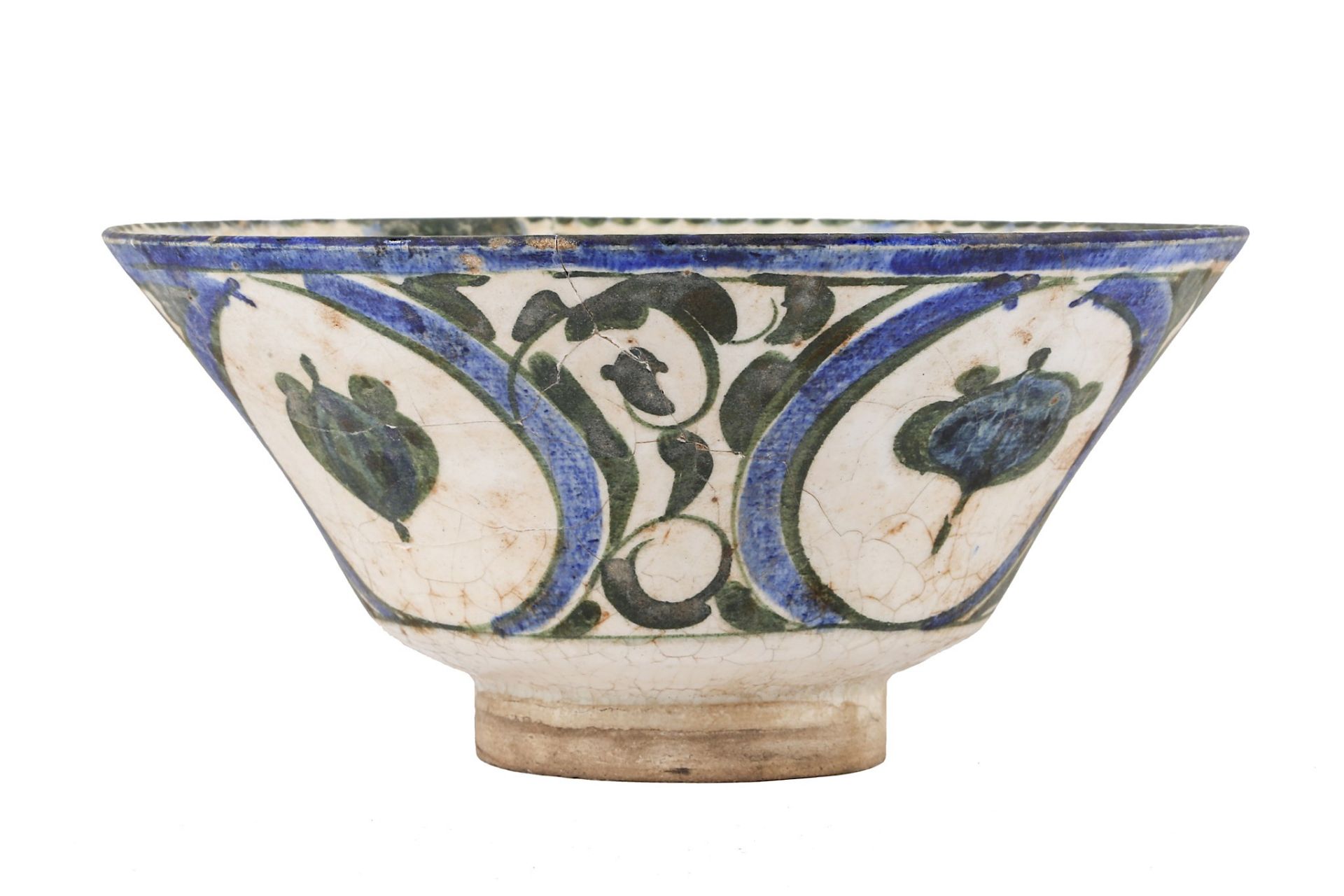 A POTTERY BOWL WITH COBALT BLUE STRIPES AND CALLIGRAPHIC BANDS Kashan, Iran, 13th century  Of - Image 4 of 4