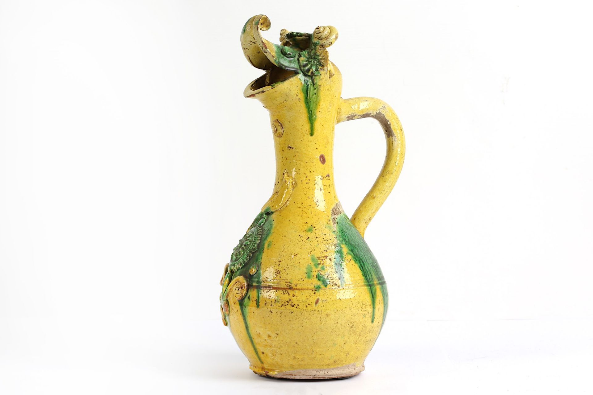 A YELLOW-GLAZED CANAKKALE POTTERY EWER Ottoman Turkey, 19th century  With bulbous body, long - Image 6 of 6