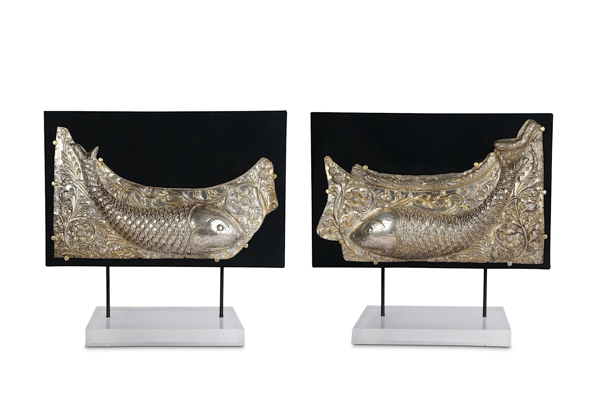 A PAIR OF REPOUSSÉ PARCEL-GILT SILVER DOOR FRAGMEN