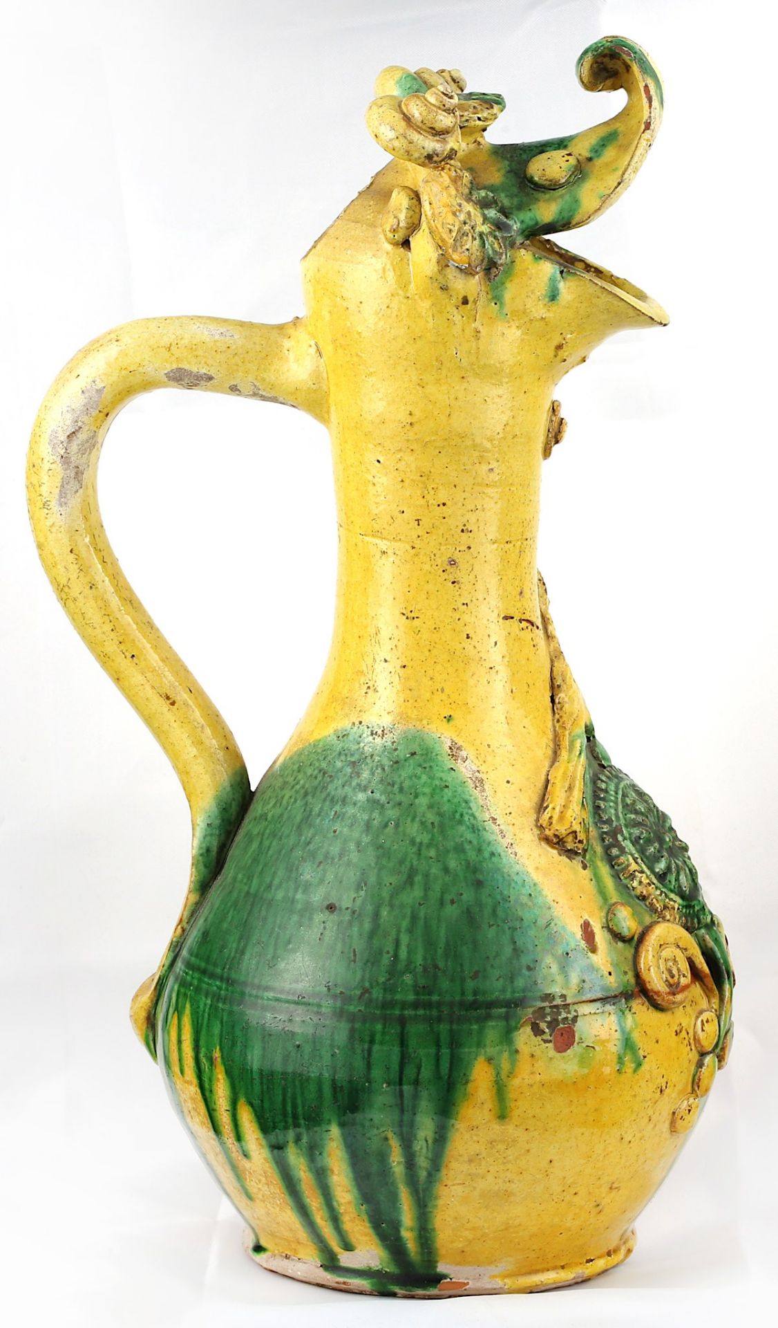 A YELLOW-GLAZED CANAKKALE POTTERY EWER Ottoman Turkey, 19th century  With bulbous body, long - Image 4 of 6