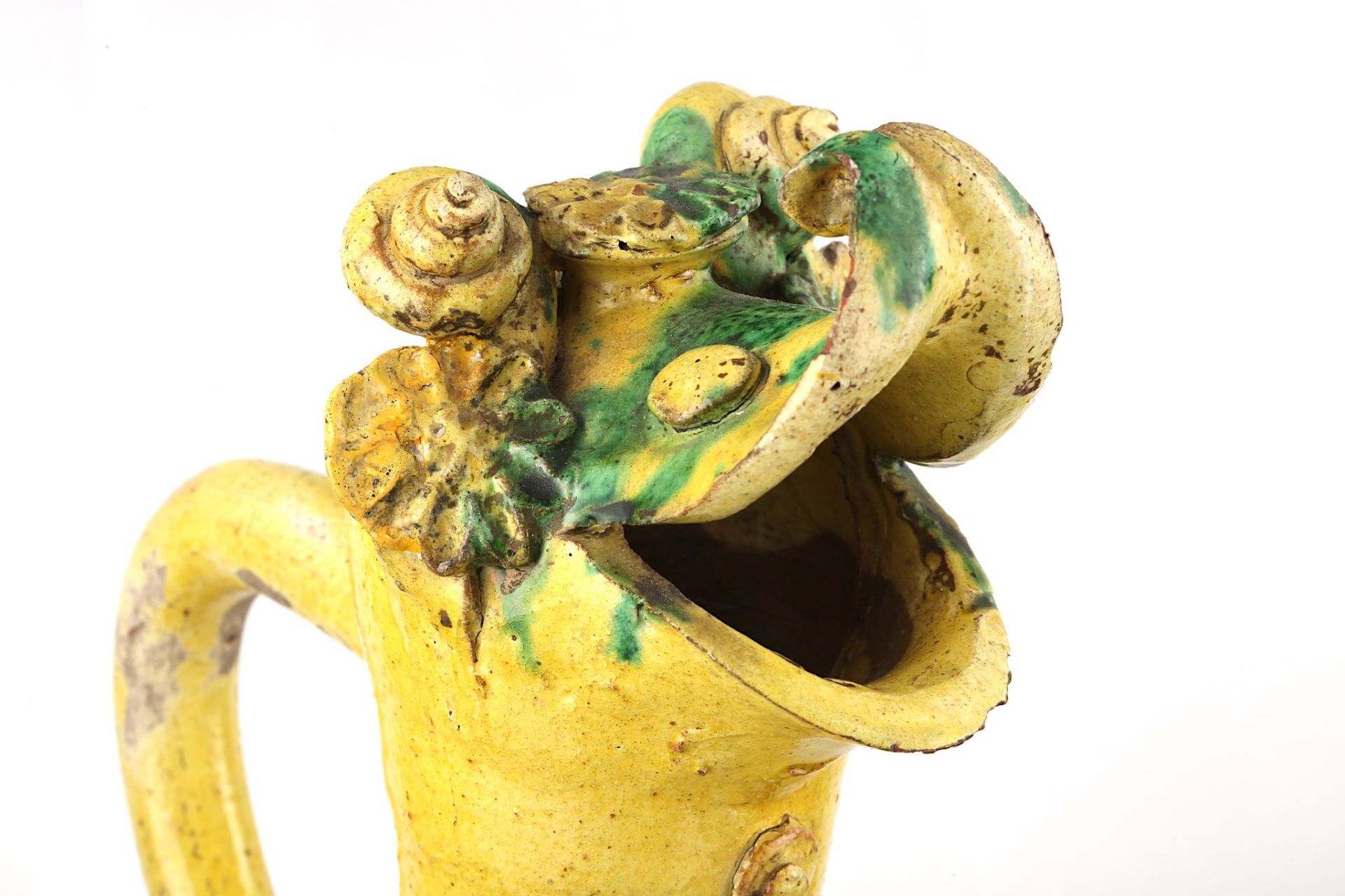 A YELLOW-GLAZED CANAKKALE POTTERY EWER Ottoman Turkey, 19th century  With bulbous body, long - Image 5 of 6