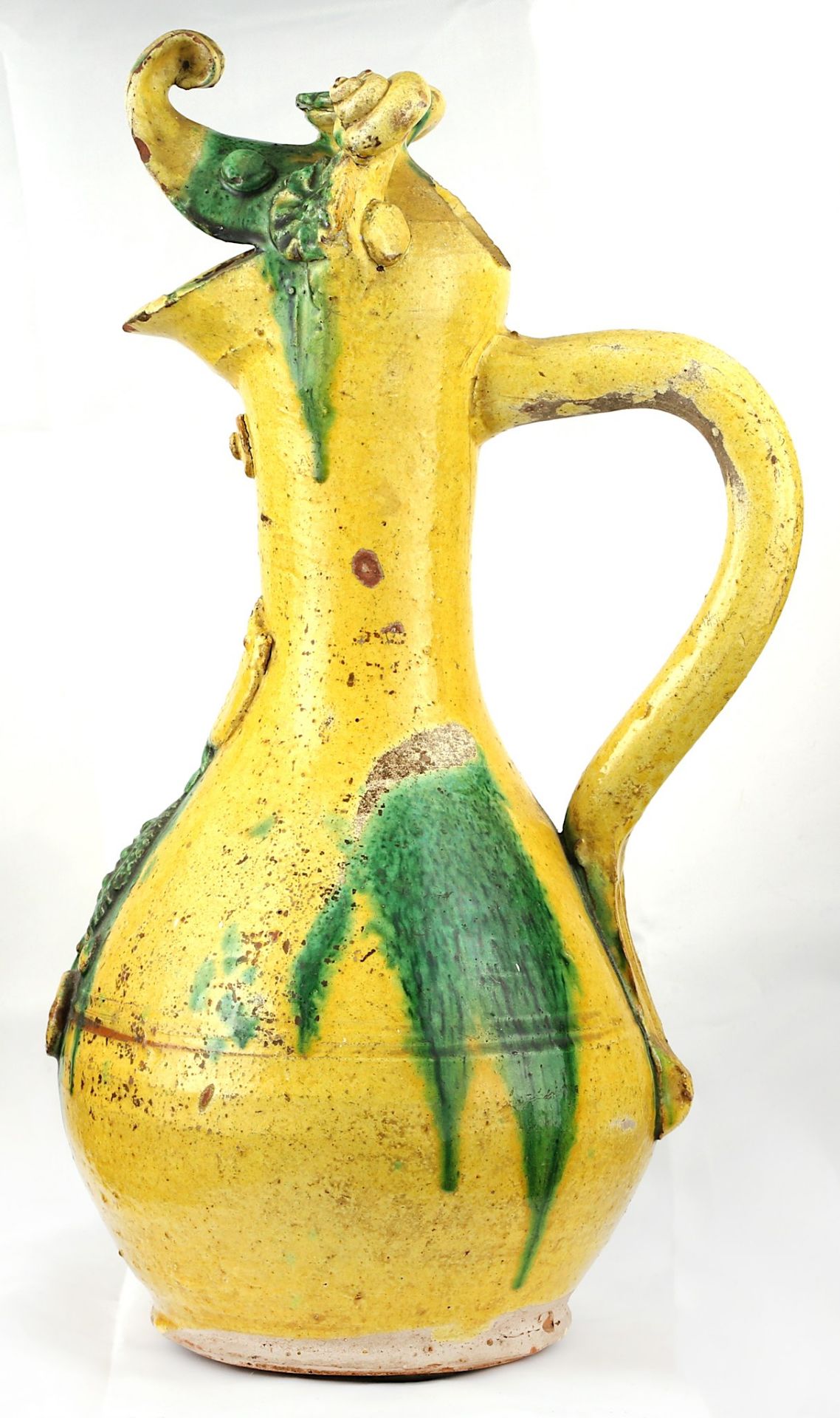 A YELLOW-GLAZED CANAKKALE POTTERY EWER Ottoman Turkey, 19th century  With bulbous body, long - Image 2 of 6
