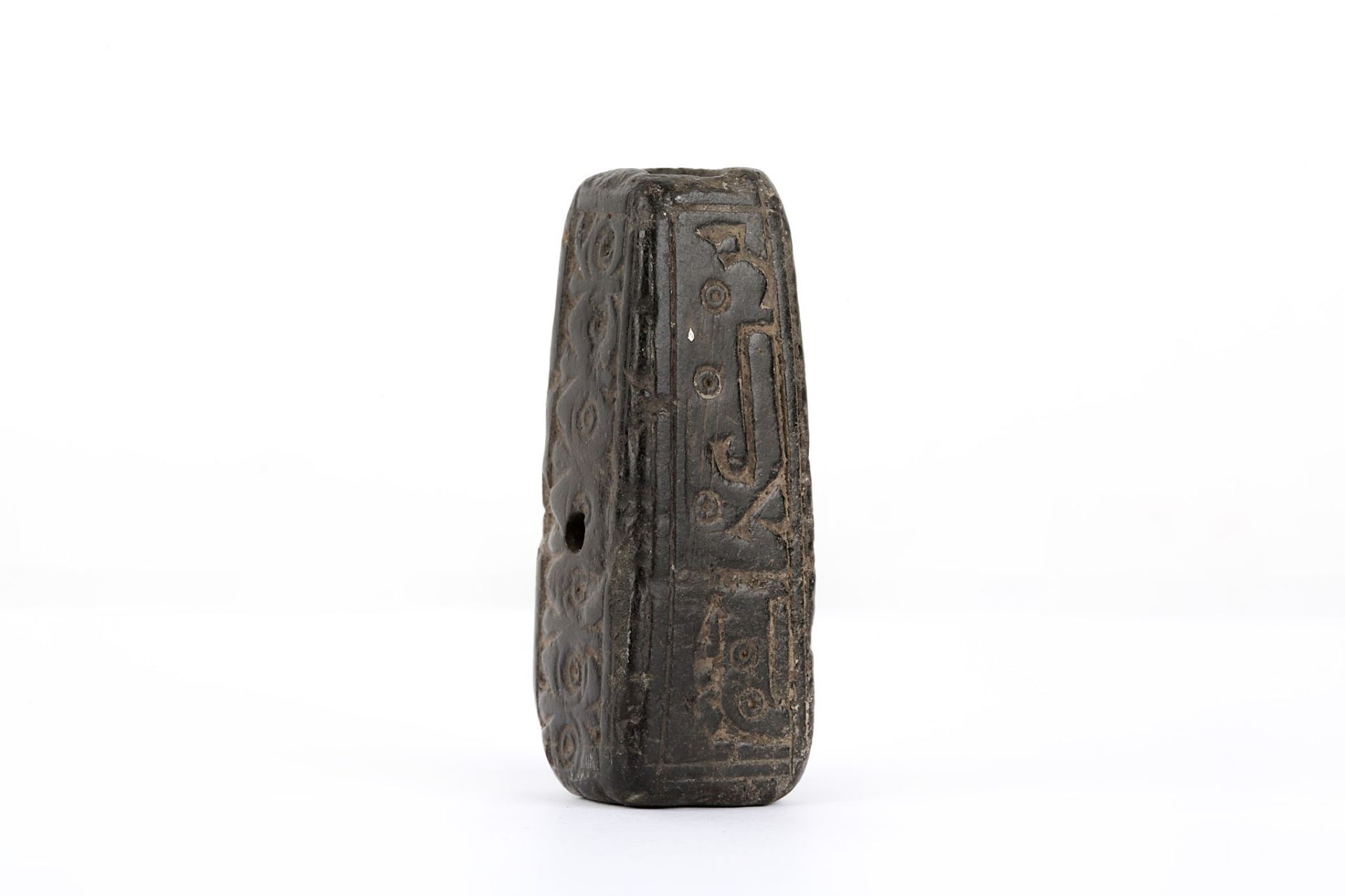 A GHAZNAVID GREY SCHIST KOHL FLASK  Afghanistan, possibly 11th - 12th century or later Of slightly - Image 2 of 3