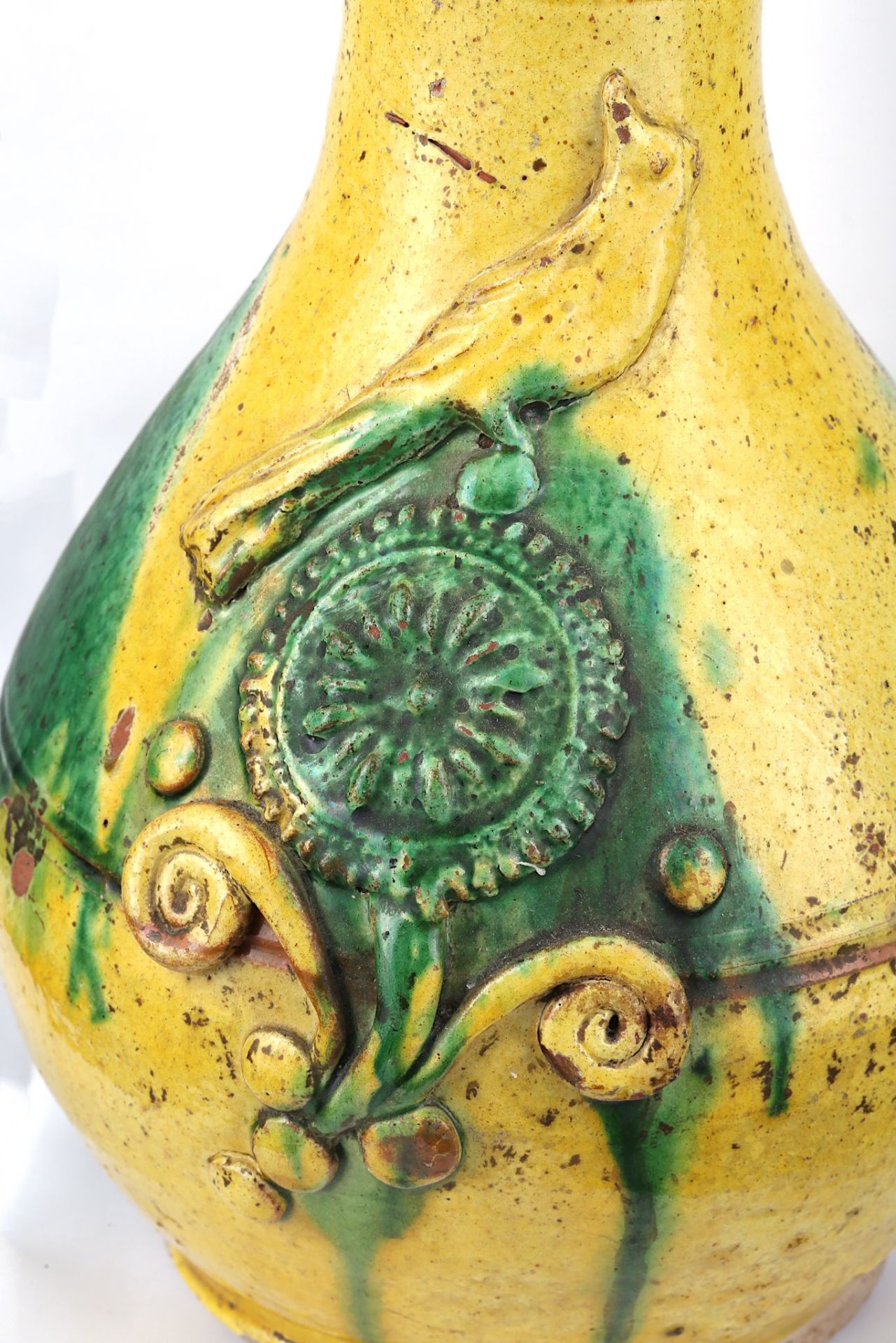 A YELLOW-GLAZED CANAKKALE POTTERY EWER Ottoman Turkey, 19th century  With bulbous body, long - Image 3 of 6