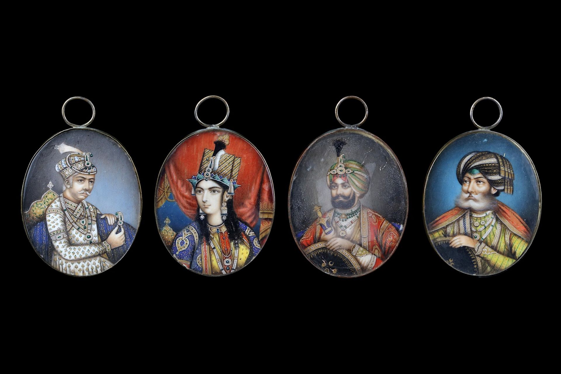 FOUR INDIAN PORTRAIT MINIATURES Company School, Delhi, North India, late 19th - early 20th century