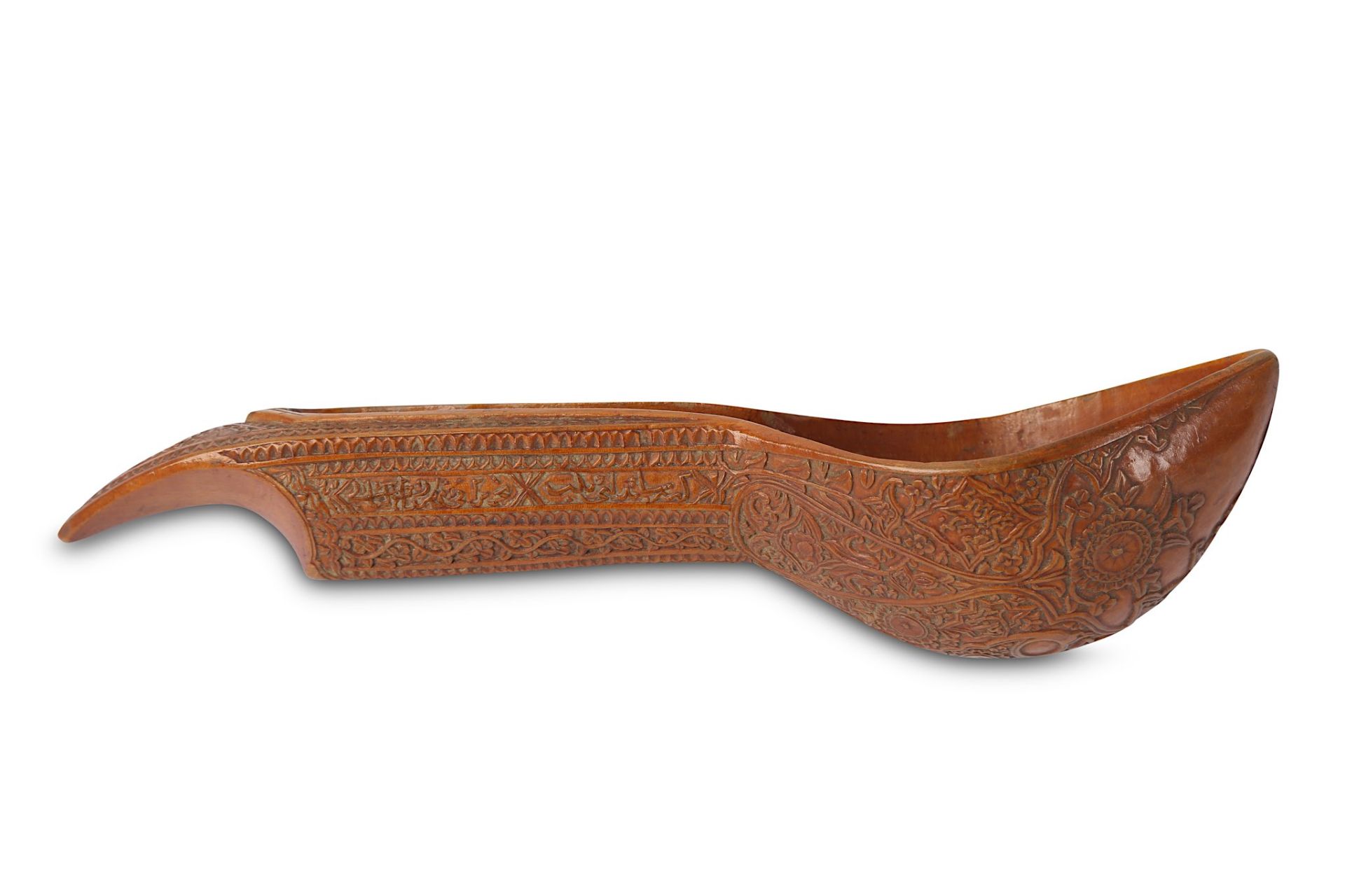 A CARVED WOOD SPOON (QASHUQ) Possibly Abadeh, Iran, late 19th century Of typical form with boat-