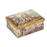AN EXCEPTIONAL EROTIC ENAMEL BOX, 18th century, of rectangular form, the chased gilt metal mounts
