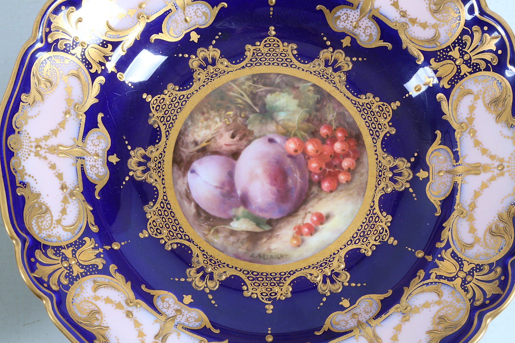 A ROYAL WORCESTER PART-DESSERT SERVICE BY RICHARD SEBRIGHT, dated 1912 and 1914, finely painted to - Image 2 of 7