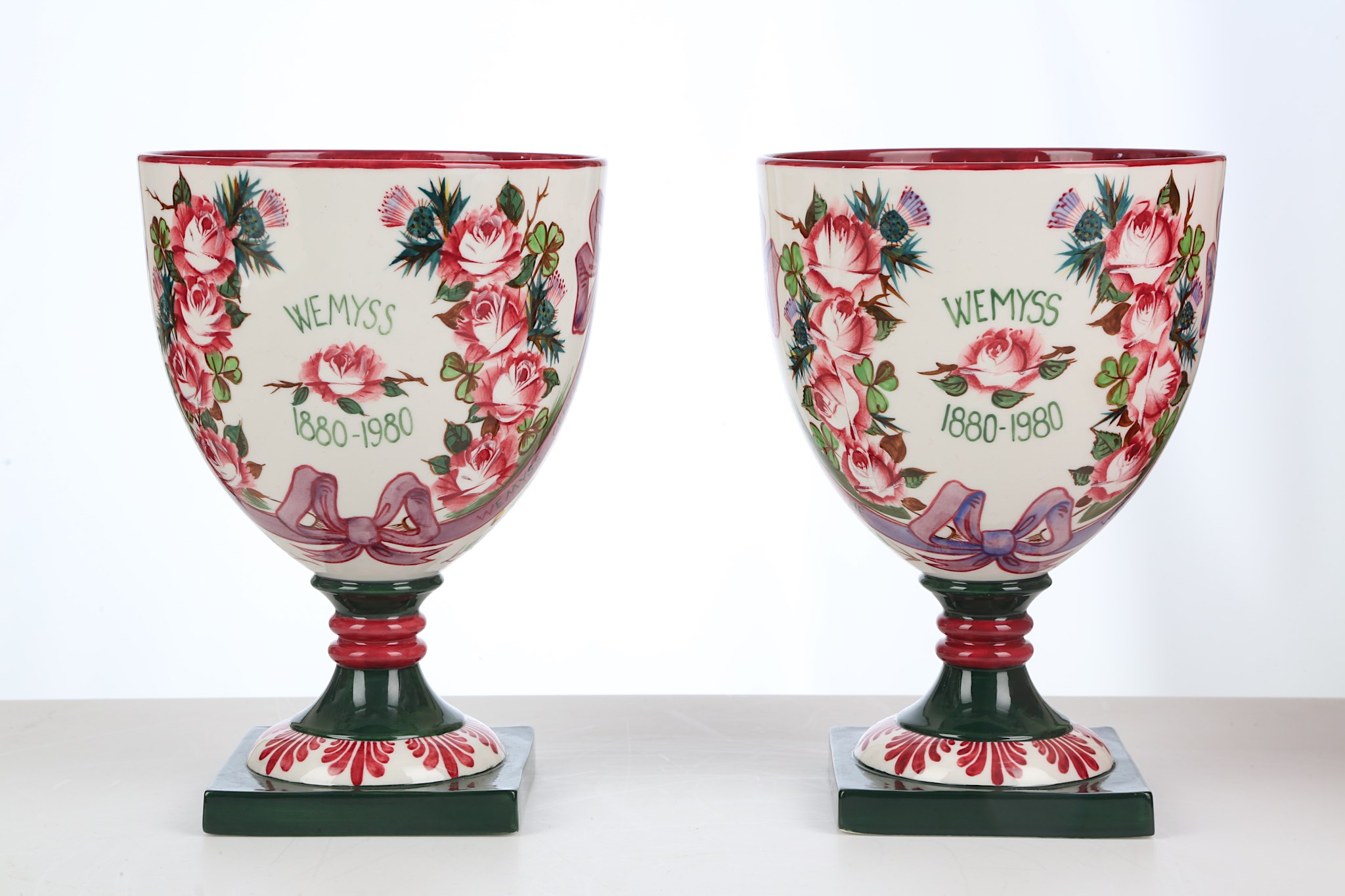 A PAIR OF ROYAL DOULTON COMMEMORATIVE POTTERY GOBLETS, circa 1980, commissioned by Rogers de Rin - Image 2 of 5