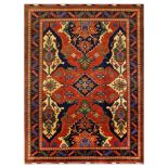 A FINE AND UNUSUAL UZBEKISTAN CARPET approx: 9ft.3in. x 7ft.(281cm. x 213cm.) Very nice design and