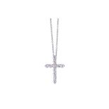 A platinum and diamond cross pendant necklace, by Tiffany & Co.