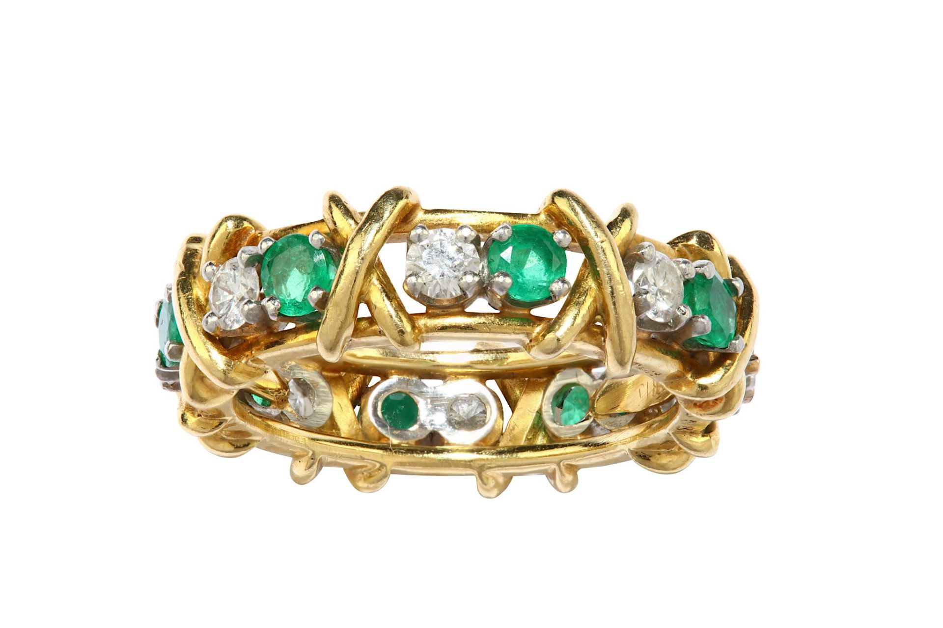 An emerald and diamond 'Sixteen Stones' ring,  by Schlumberger for Tiffany & Co.