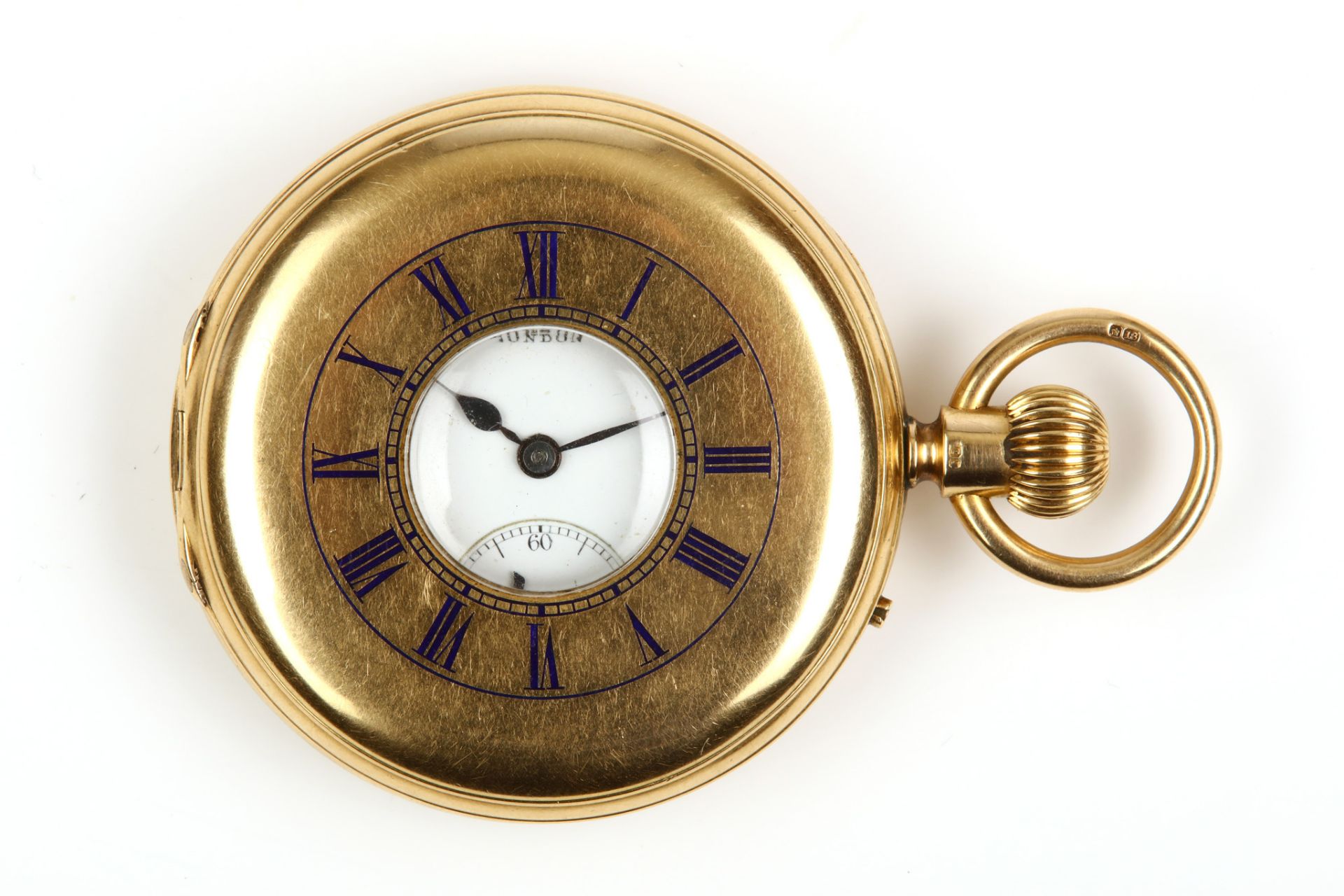 J & H.Jump. An 18K gold half hunter pocket watch. Date: Early 20th Century. Movement: Signed,