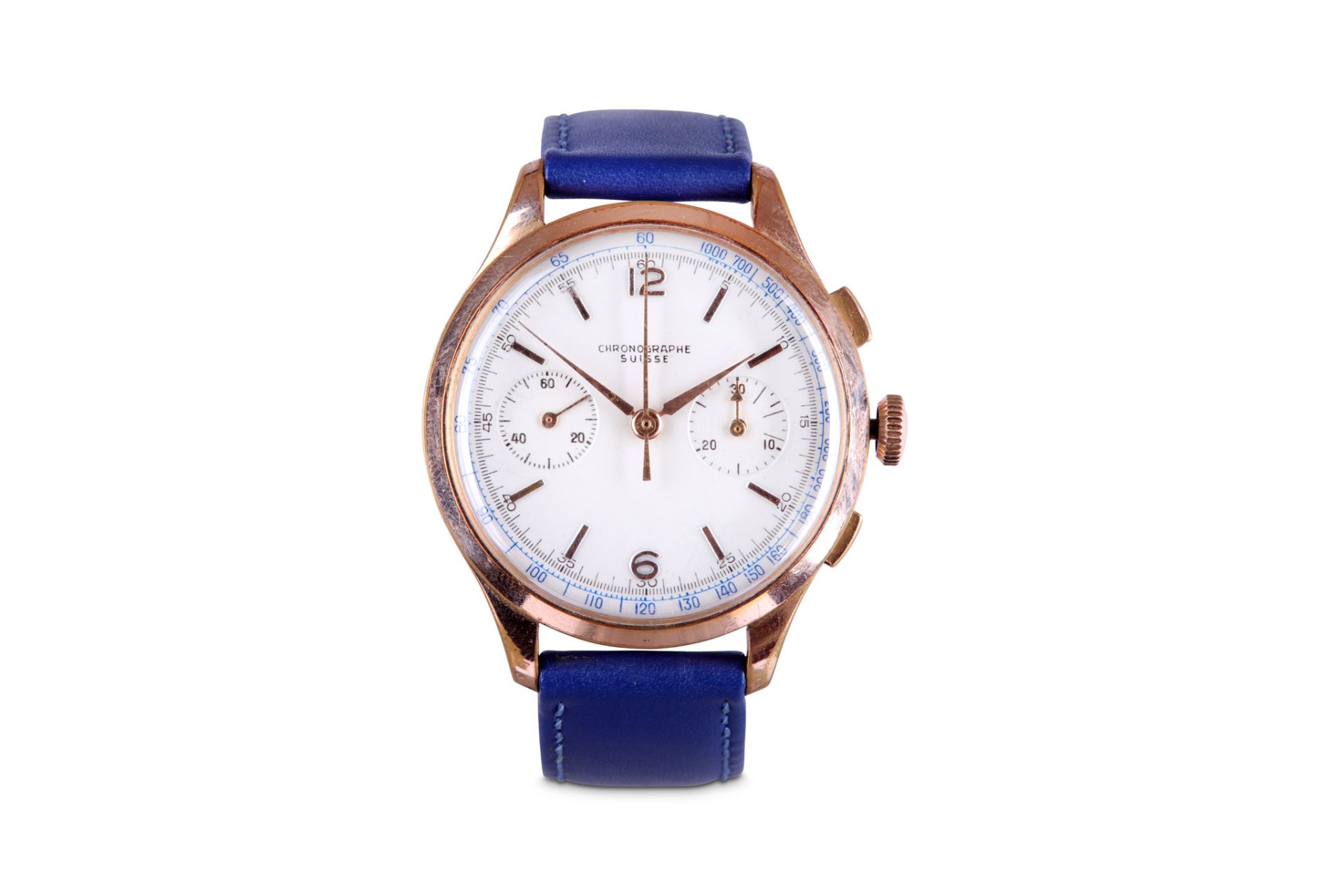 Walker. A gold plated manual wind chronograph wristwatch. Case reference: 45525.  Date: Mid 20th