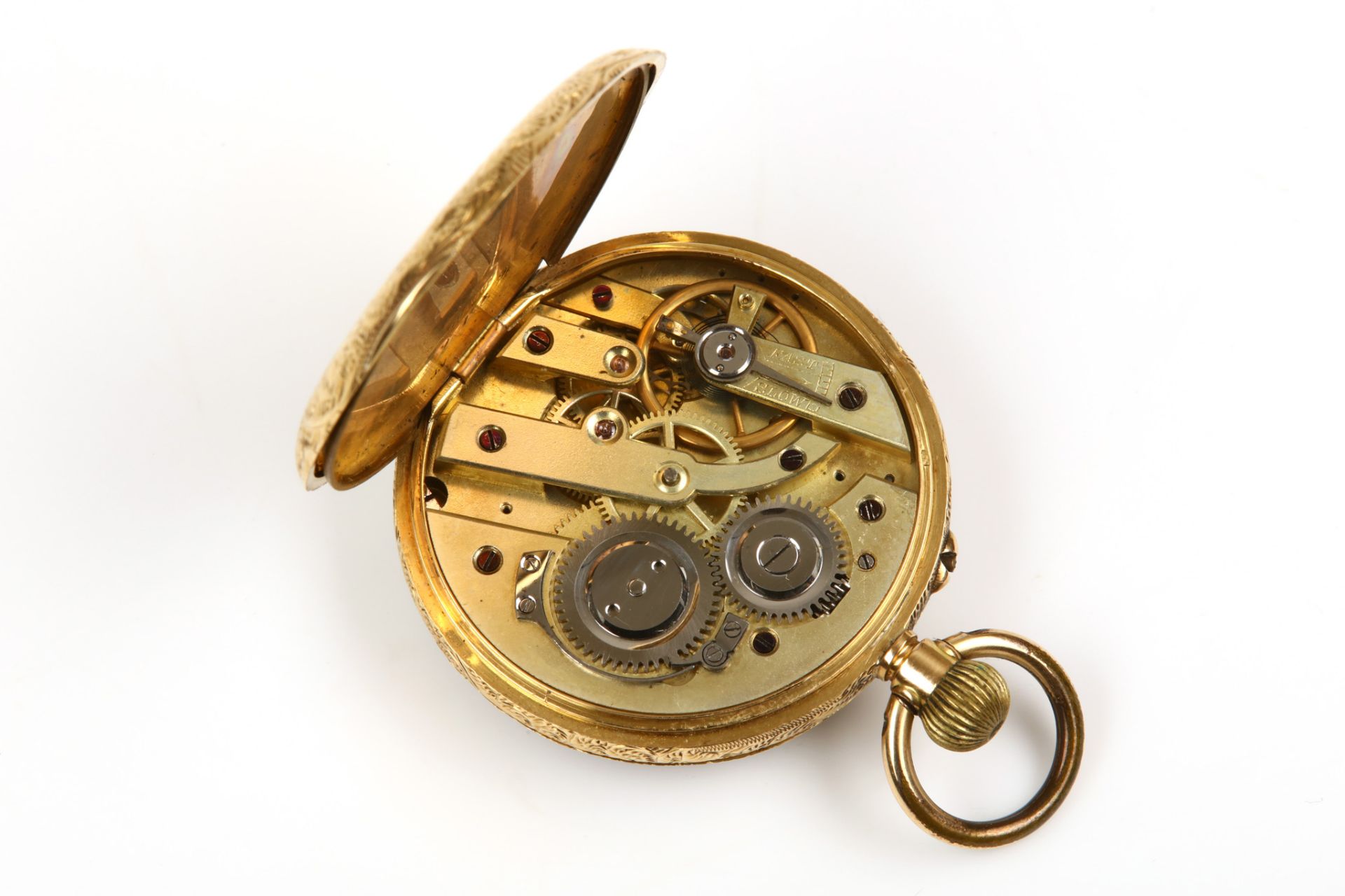 A continental 18K gold open face fob watch. Date: Late 19th Century. Movement: Unsigned, cylinder - Image 3 of 3