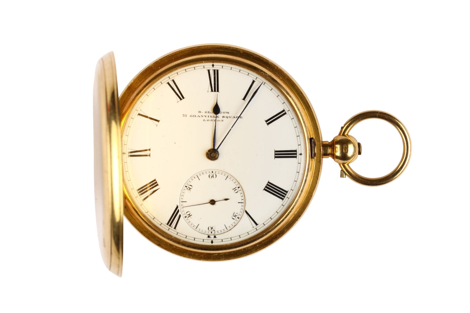 D.Glasgow. An 18K gold full hunter pocket watch. Date: 1869. Movement: Signed, three quarter