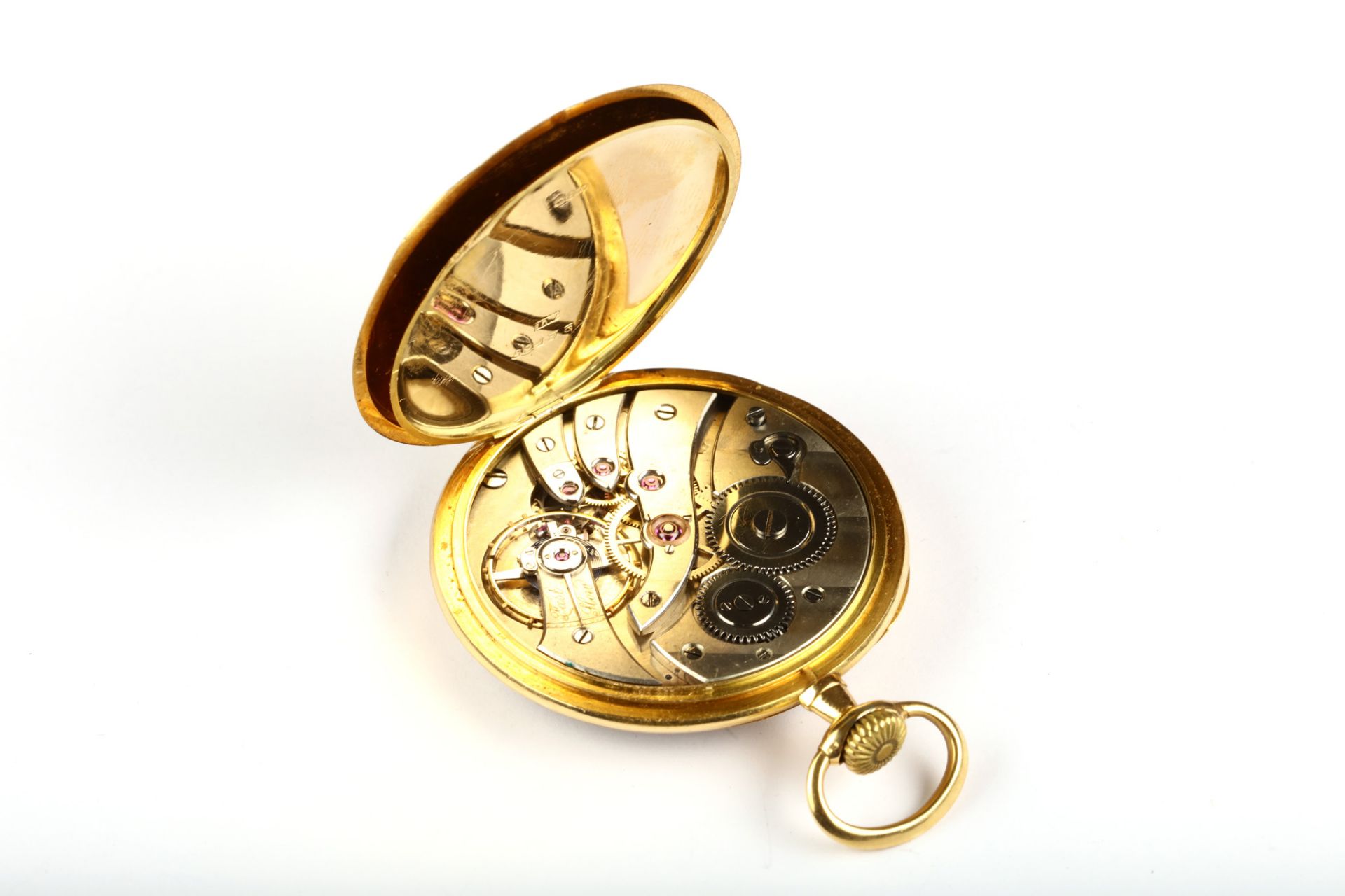 An 18K gold open face pocket watch. Date: Import m - Image 2 of 3
