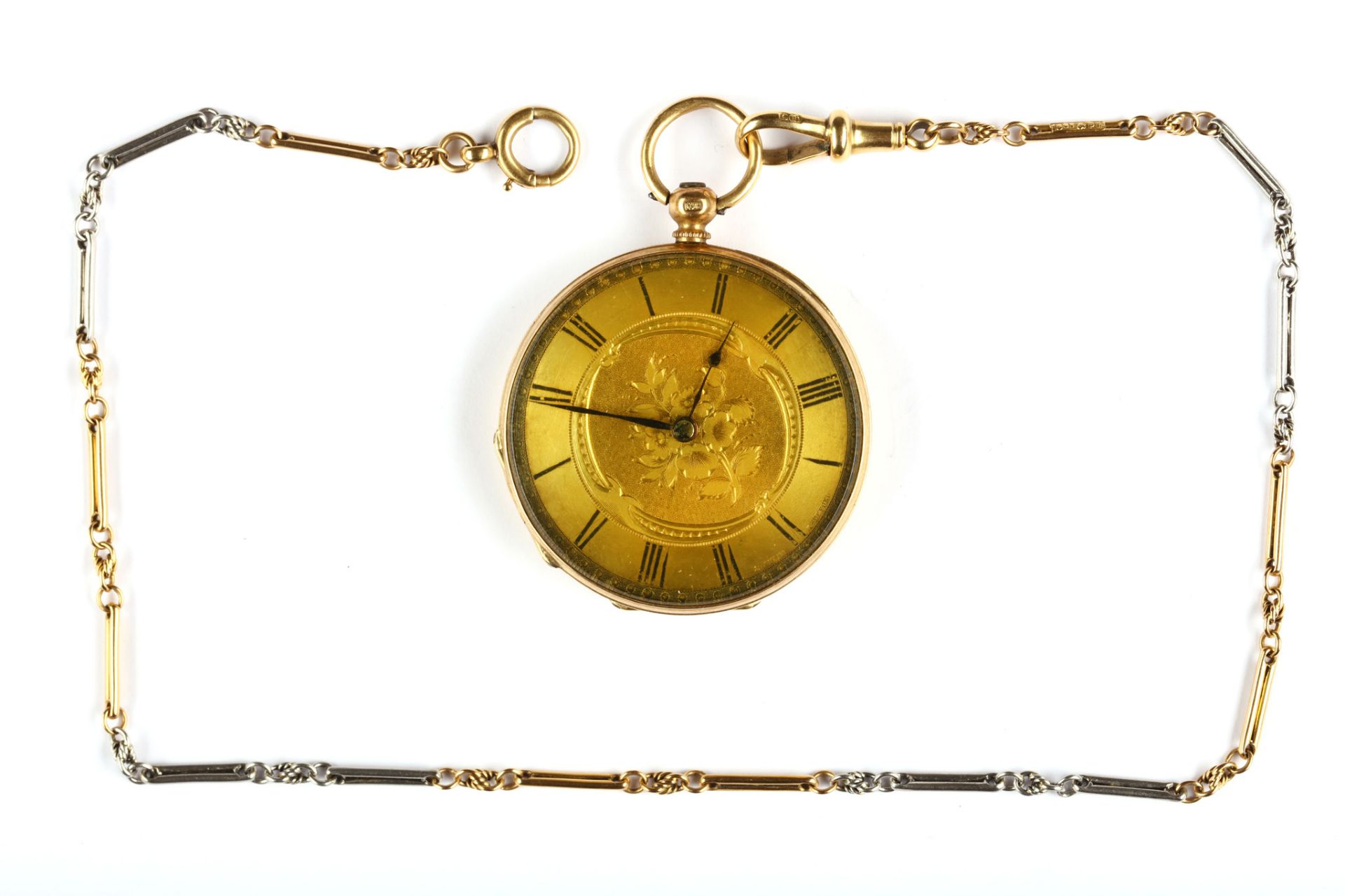 Stauffer. An 18K gold open face fob watch. Case re - Image 2 of 4