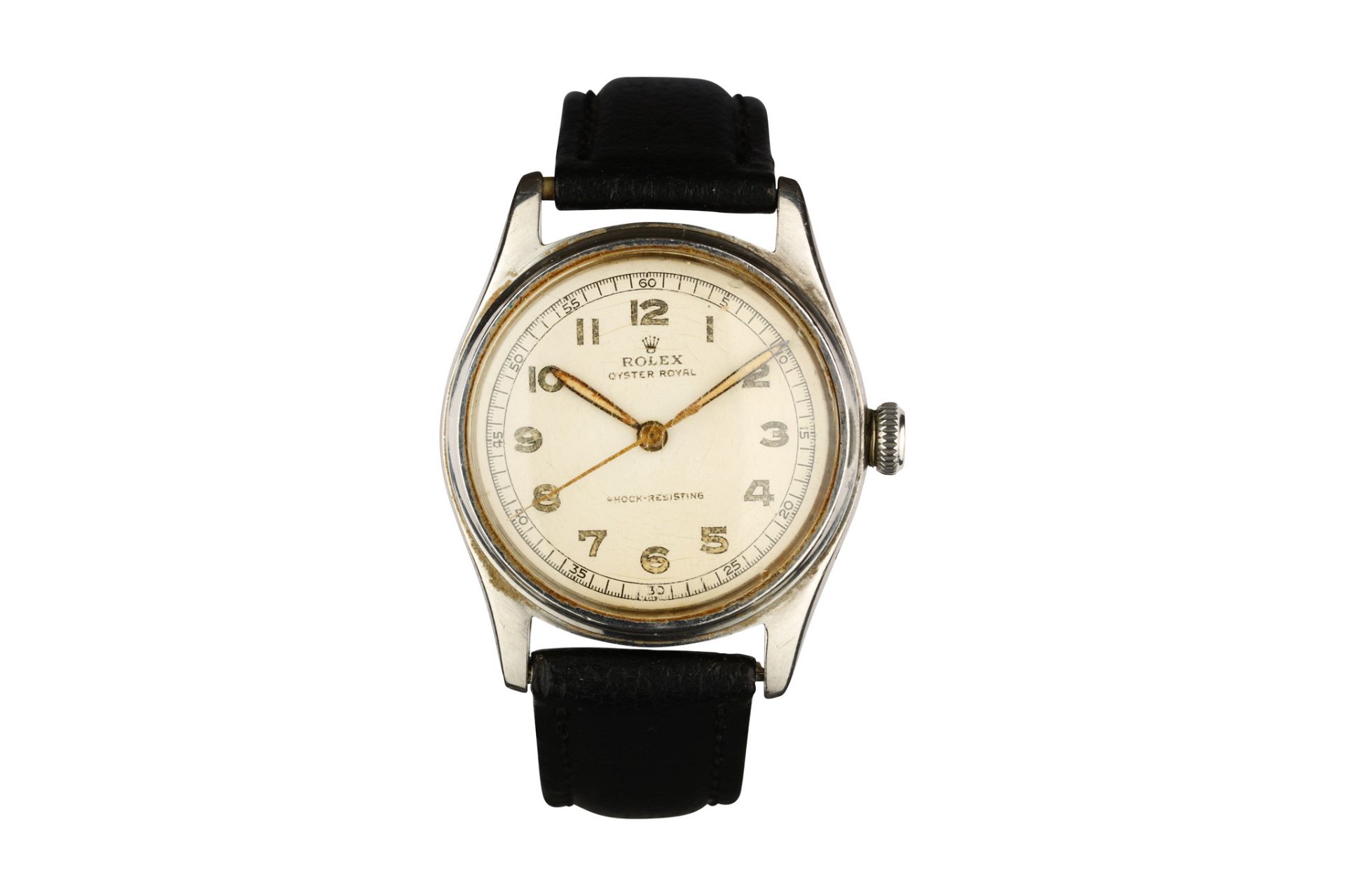 Rolex. A stainless steel manual wind wristwatch. Model: Oyster Royal. Reference: 4444. Date: 1947 (