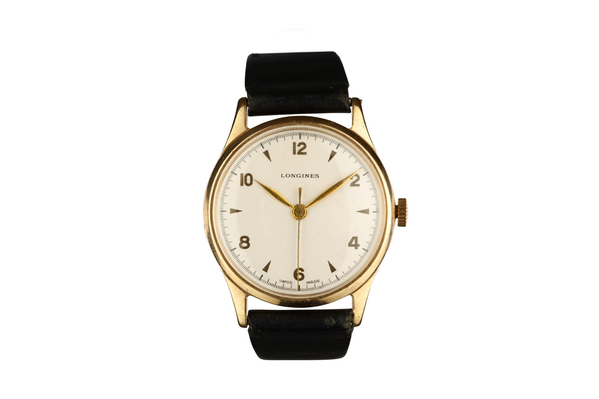Longines. A 9K gold manual wind wristwatch. Reference: 13322. Date: 1950's. Movement: Signed, cal.