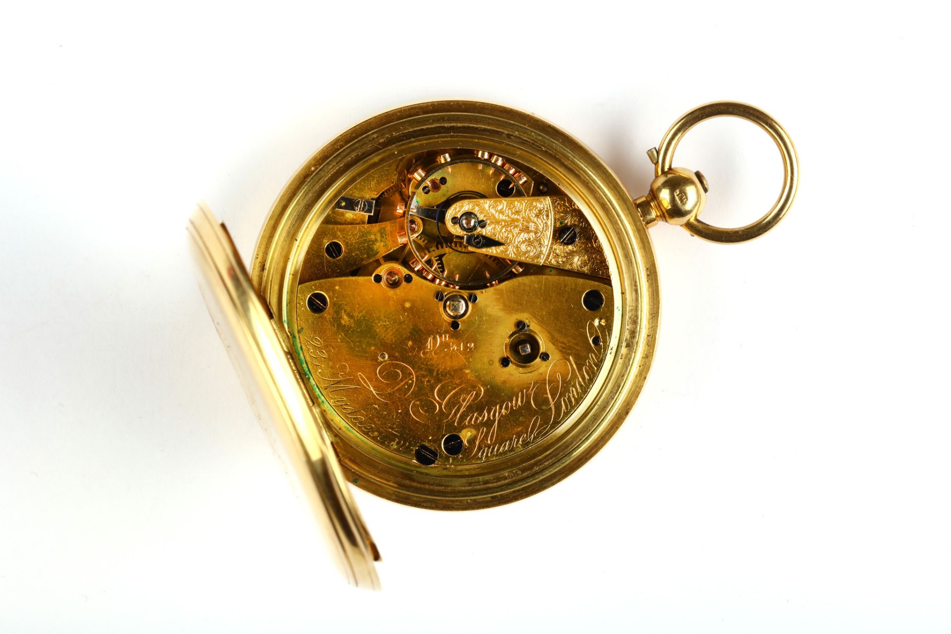 D.Glasgow. An 18K gold full hunter pocket watch. Date: 1869. Movement: Signed, three quarter - Image 4 of 4