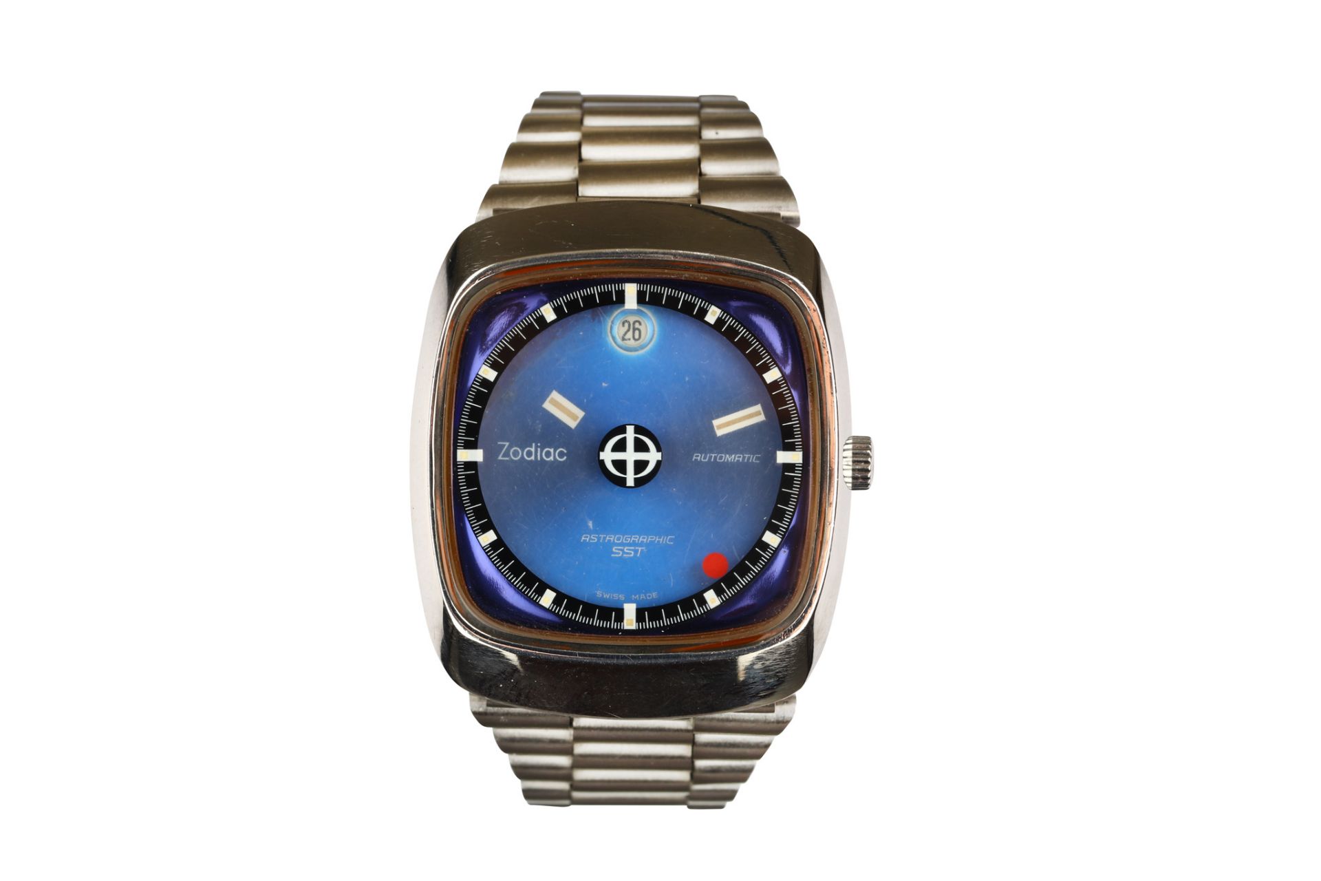 Zodiac. A stainless steel automatic mystery dial calendar bracelet watch. Model: Astrographic SST.