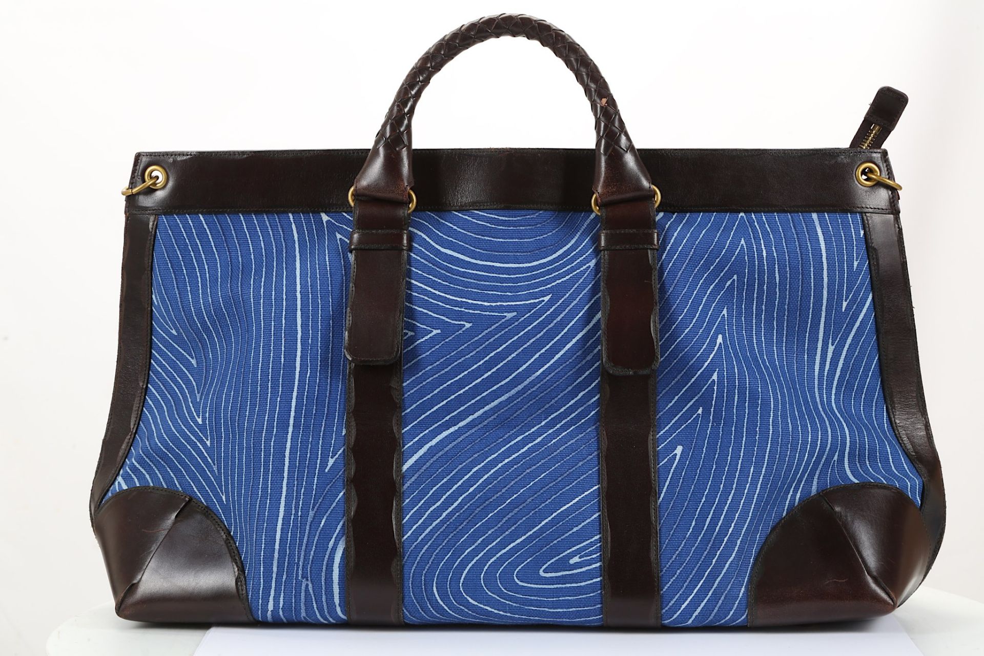 Bottega Veneta Blue Canvas Large Tote, wave print - Image 2 of 6