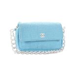 Chanel Baby Blue Terry Cloth Single Flap Bag, c. 2