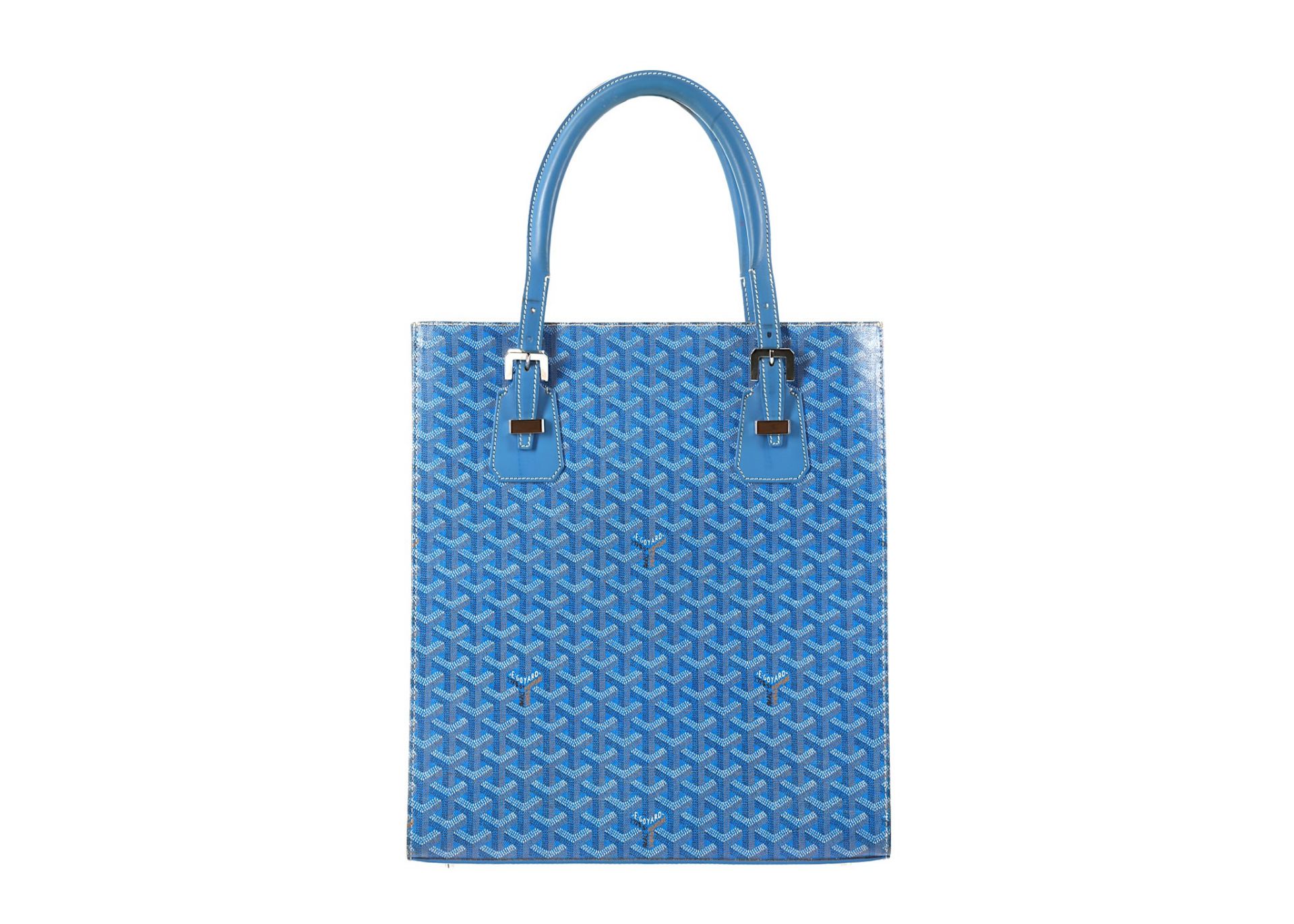 Goyard Blue Comores Tote Bag, hand painted coated