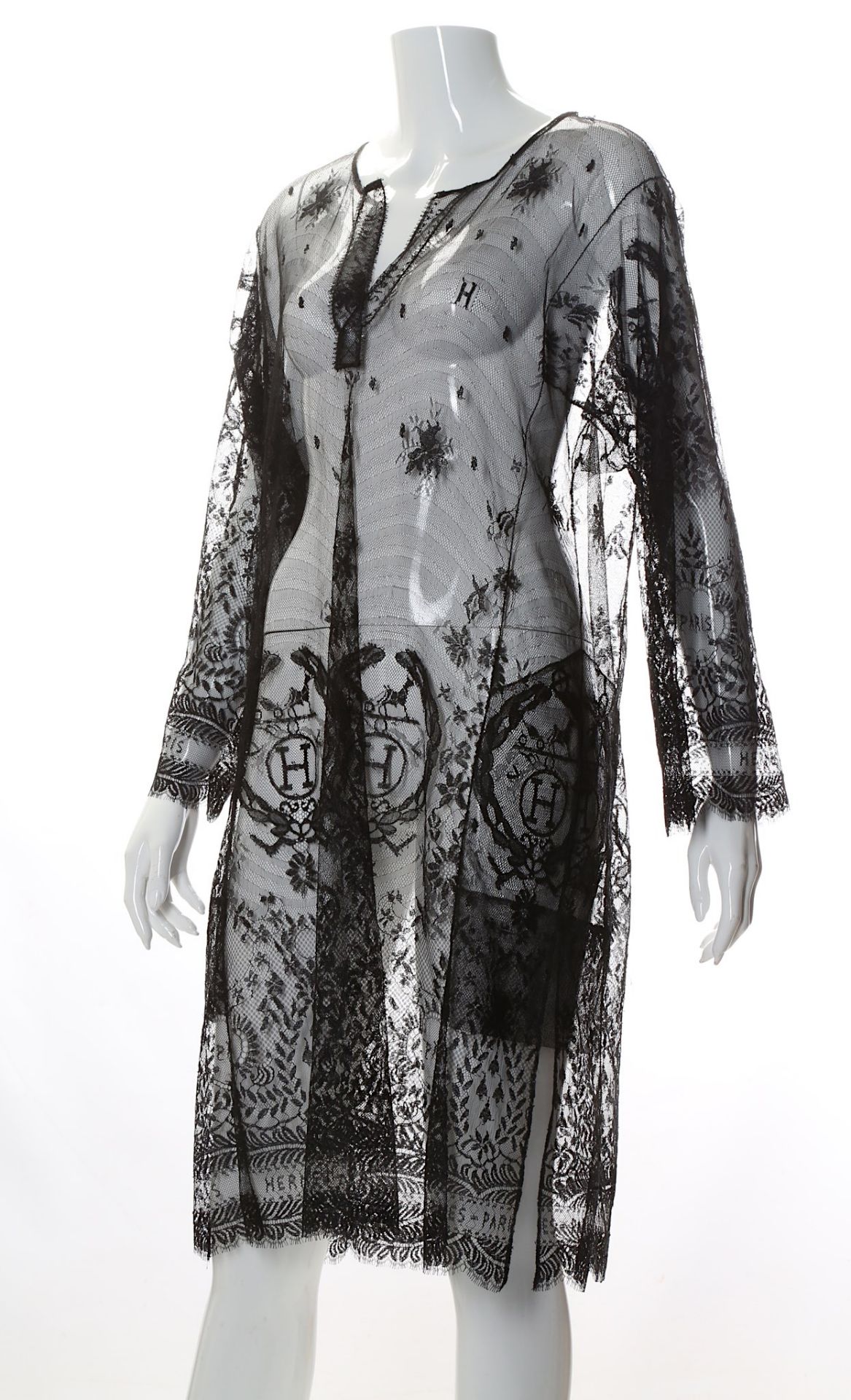 Hermes Black Sheer Net Dress, subtle H Design, bust 42"/108cm Condition Grade A Please refer to - Bild 2 aus 5