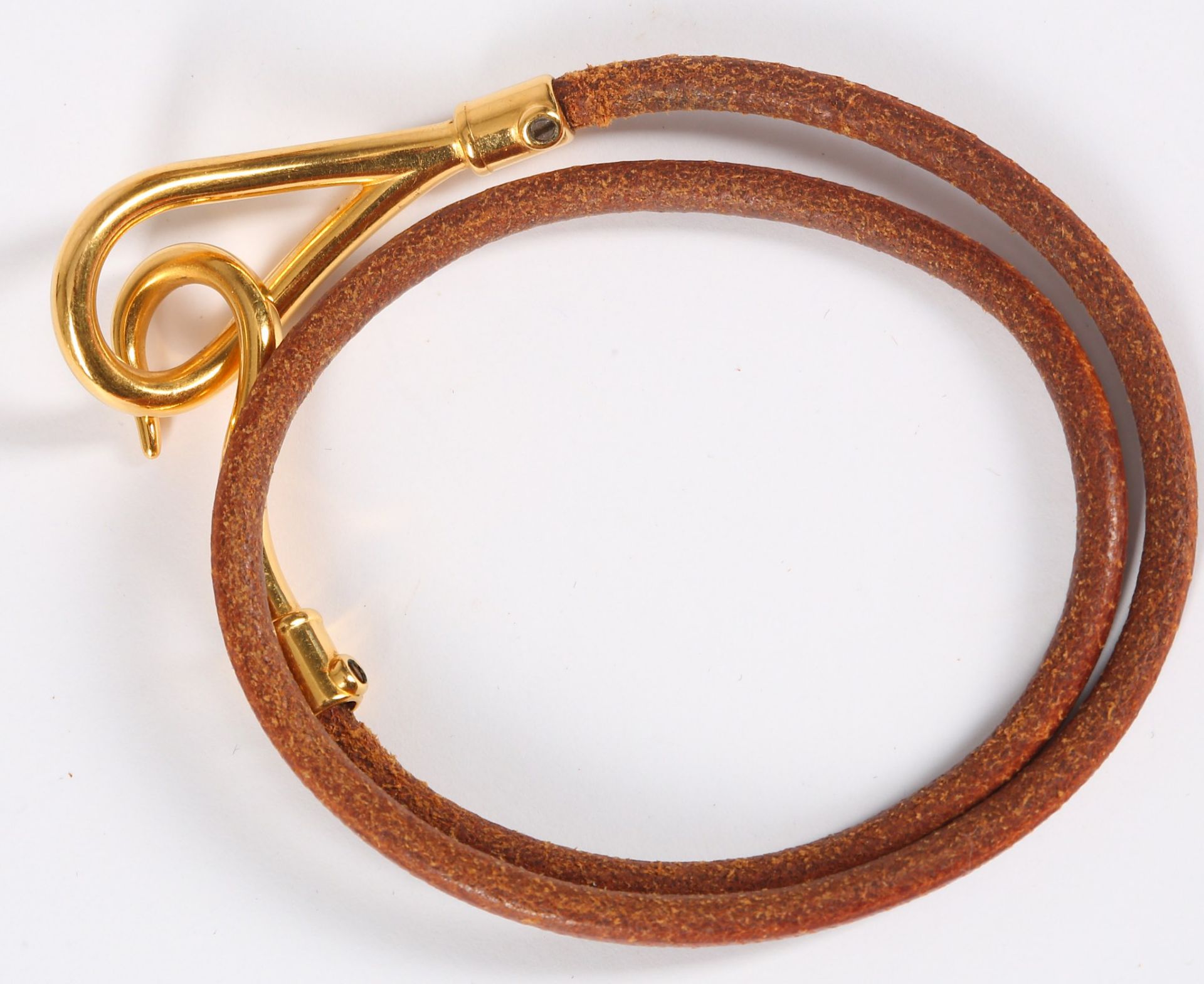 Hermes Jumbo Double Tour Bracelet, brown leather tone with gold plated hook fastening Box - Bild 6 aus 8