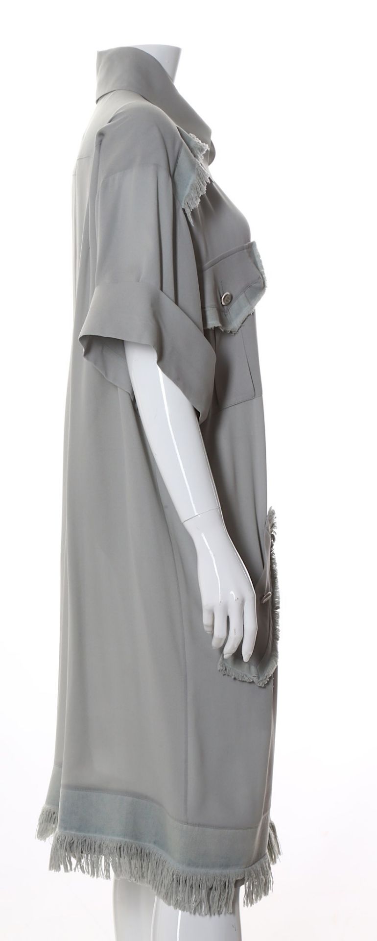 Chanel Ice Blue Georgette Crepe Silk Shirt Dress, - Image 4 of 5