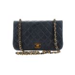 Chanel Navy Full Flap Bag, c. 1989-91, quilted lam