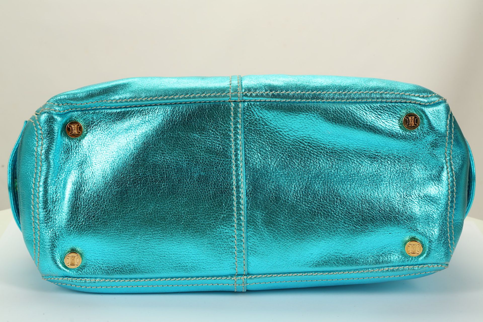 Celine Iridescent Blue Stitched Boogie Bag, gold t - Image 6 of 7