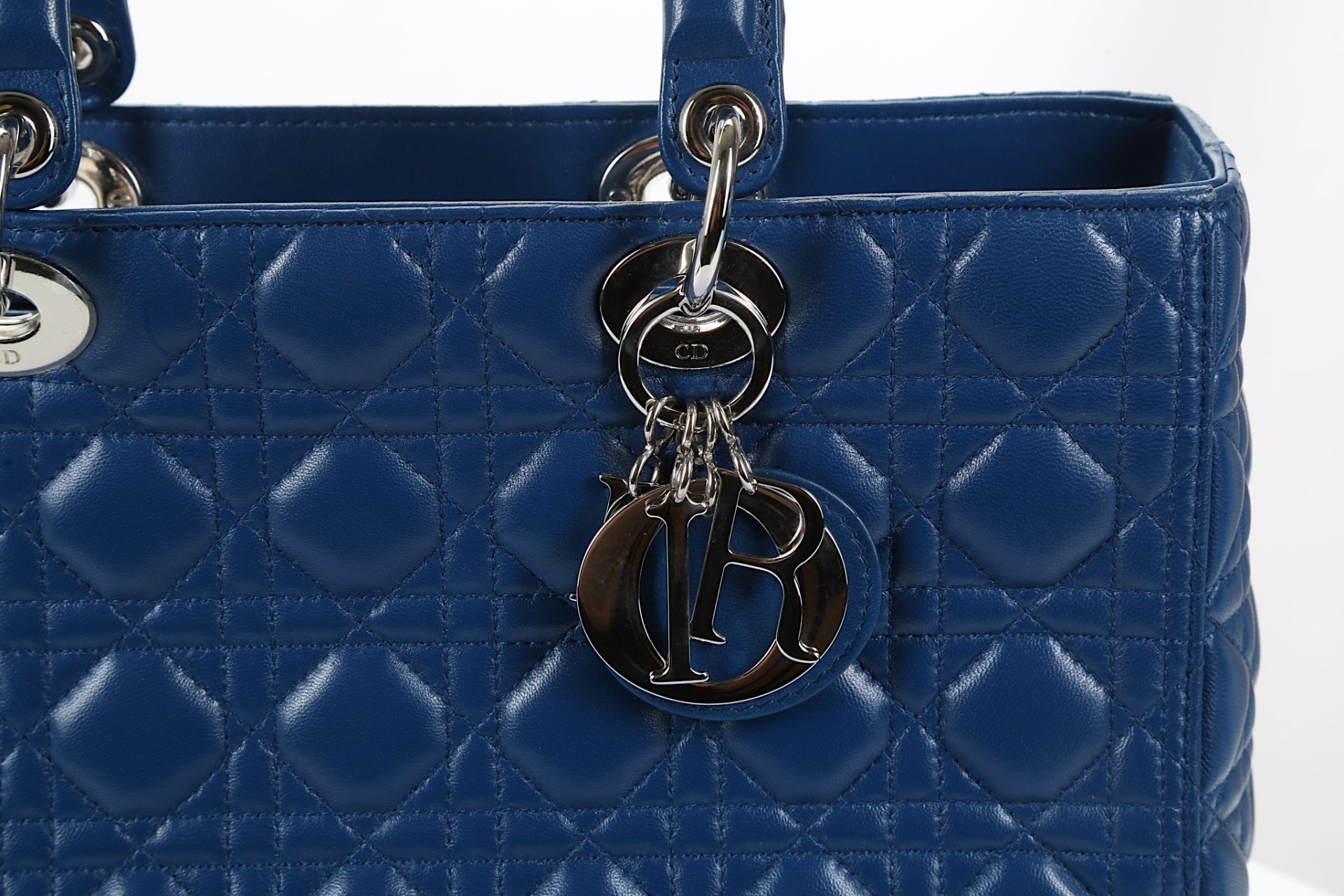 Christian Dior Blue Large Lady Dior Tote, Cannage - Image 2 of 7