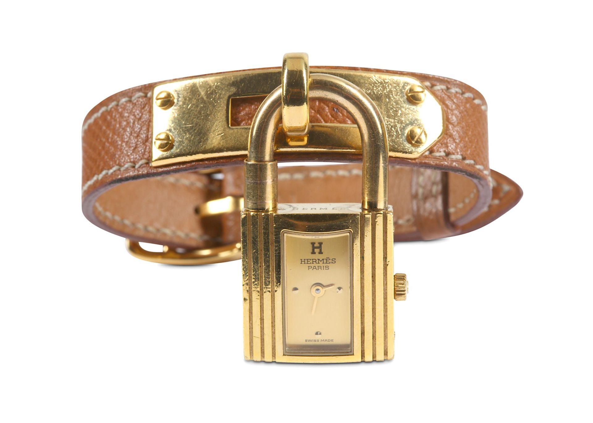 Hermes Kelly Watch, c. 1996, gold plated padlock w