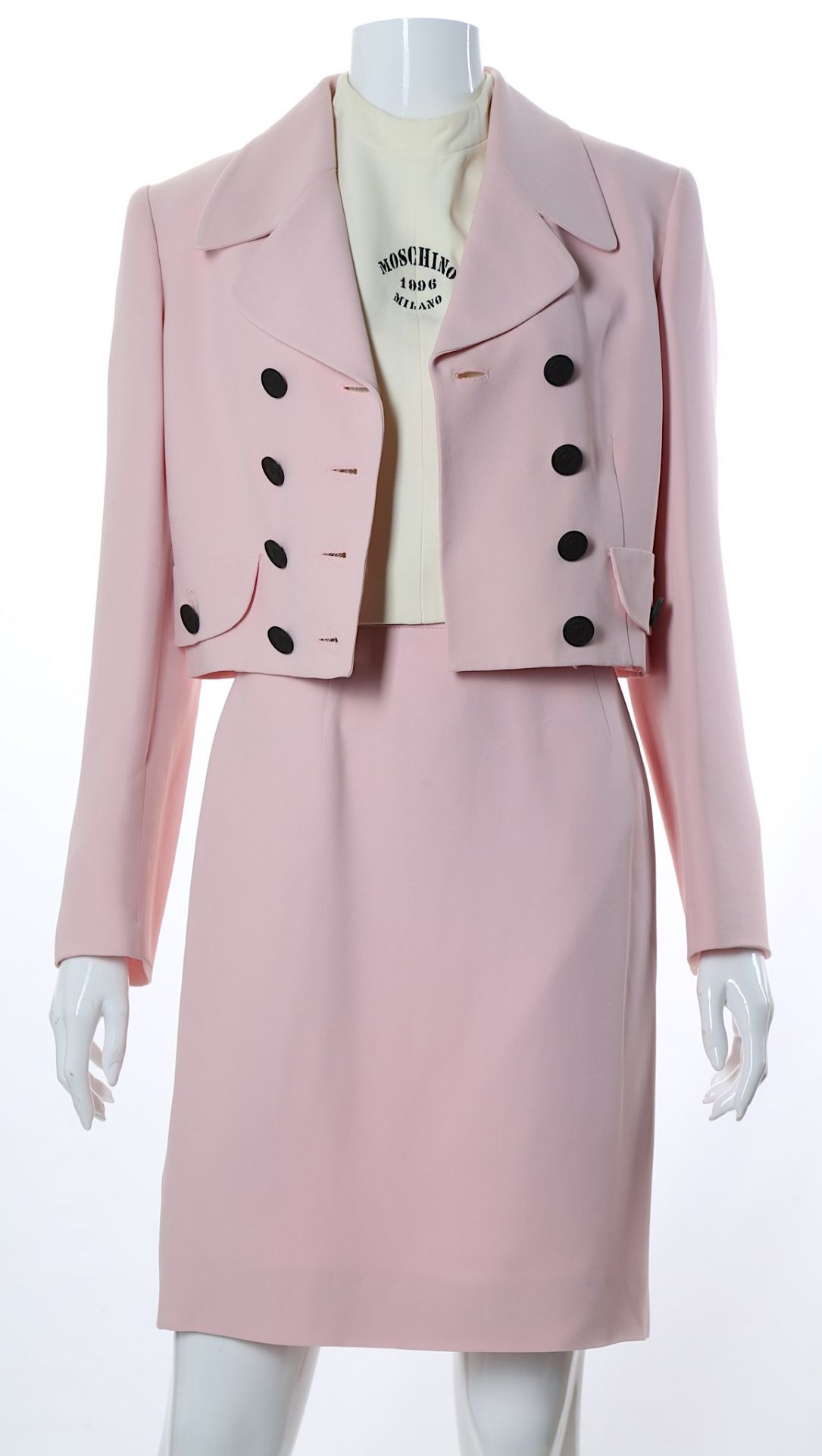 Moschino Cheap and Chic Pink Skirt Suit, 1990s, wi - Image 3 of 10