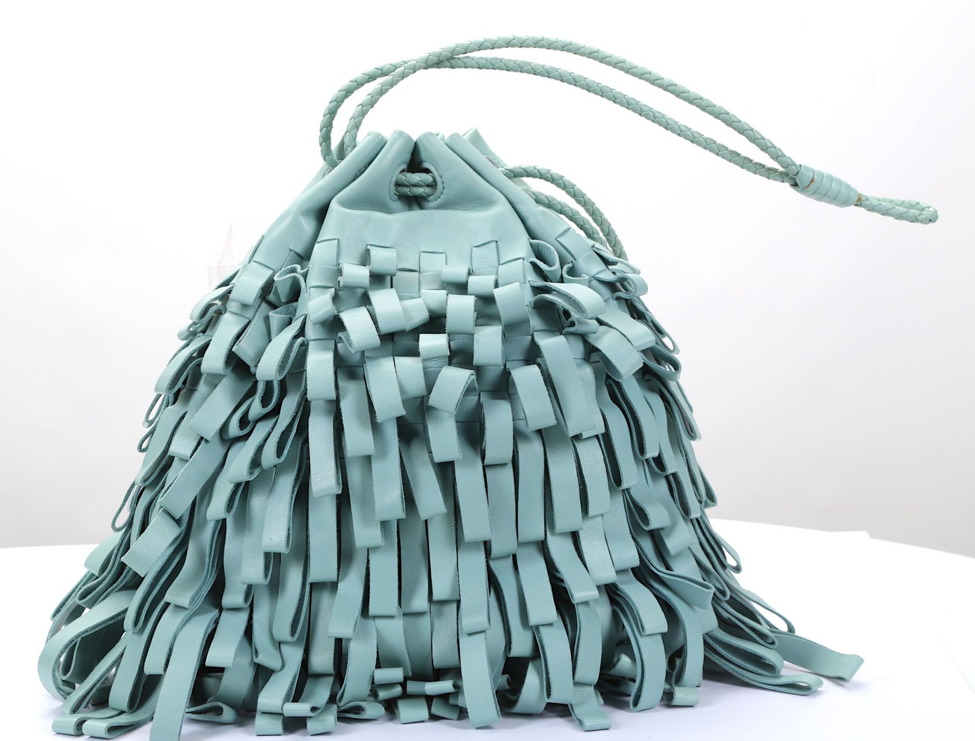 Bottega Veneta Turquoise Fringe Drawstring Bag, Li - Bild 3 aus 5