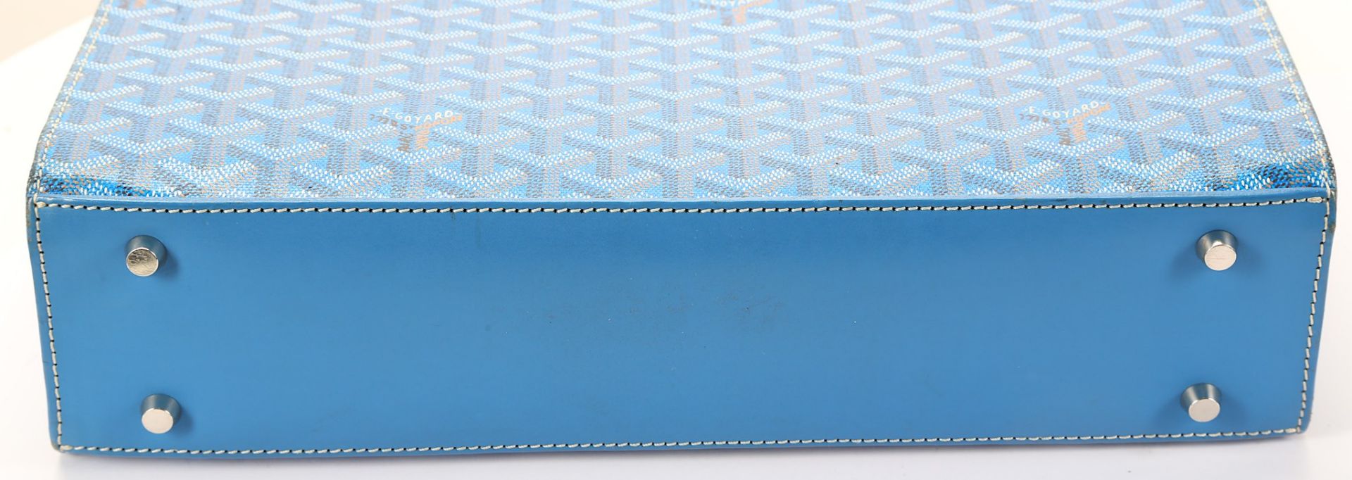 Goyard Blue Comores Tote Bag, hand painted coated - Image 4 of 5