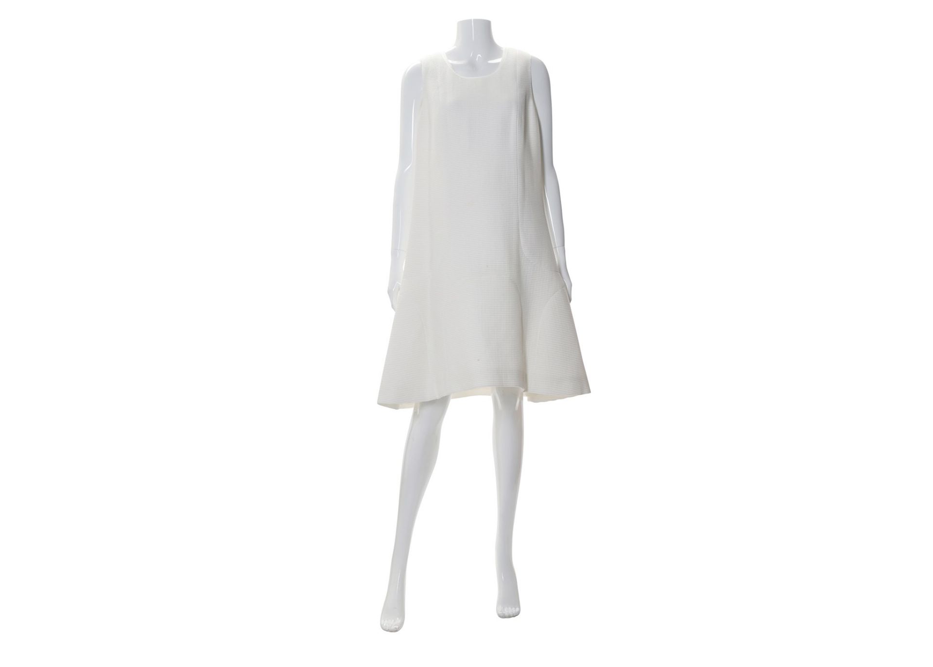 Chanel White Waffle Cotton Dress, 2010s, 60s inspi