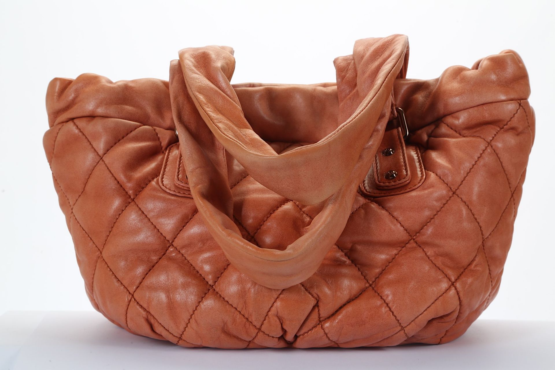 Chanel Coral Leather Shoulder Bag, c. 2005-06, puf - Image 3 of 7
