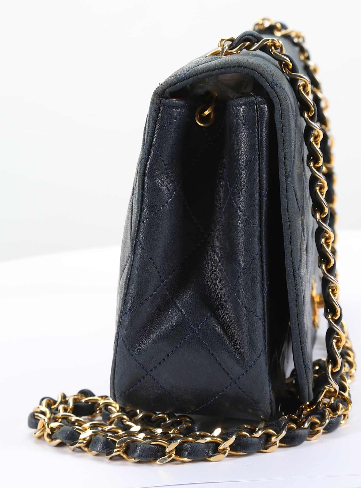 Chanel Navy Full Flap Bag, c. 1989-91, quilted lam - Image 2 of 6