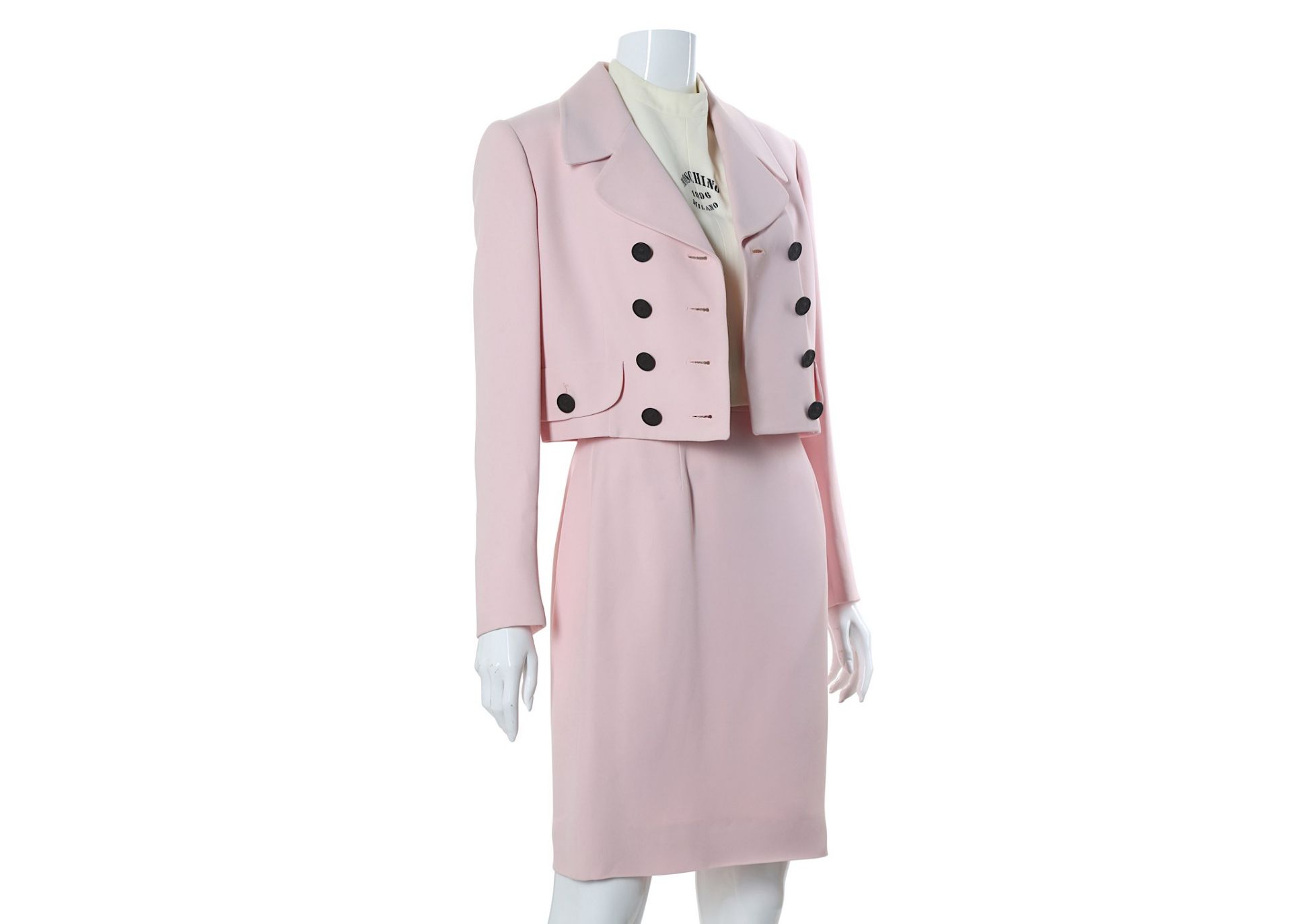 Moschino Cheap and Chic Pink Skirt Suit, 1990s, wi