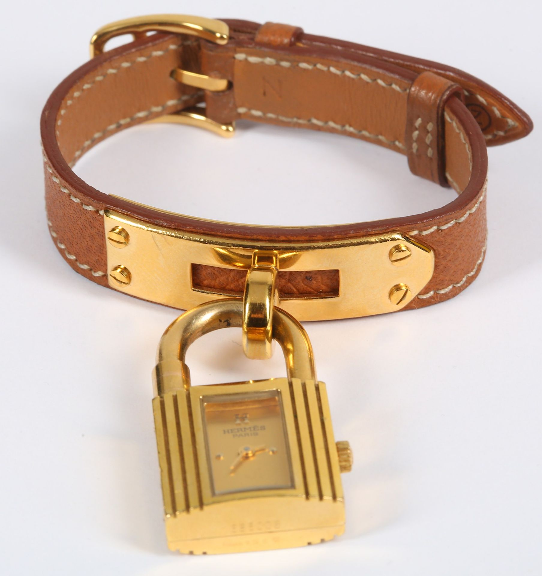 Hermes Kelly Watch, c. 1996, gold plated padlock w - Bild 5 aus 6