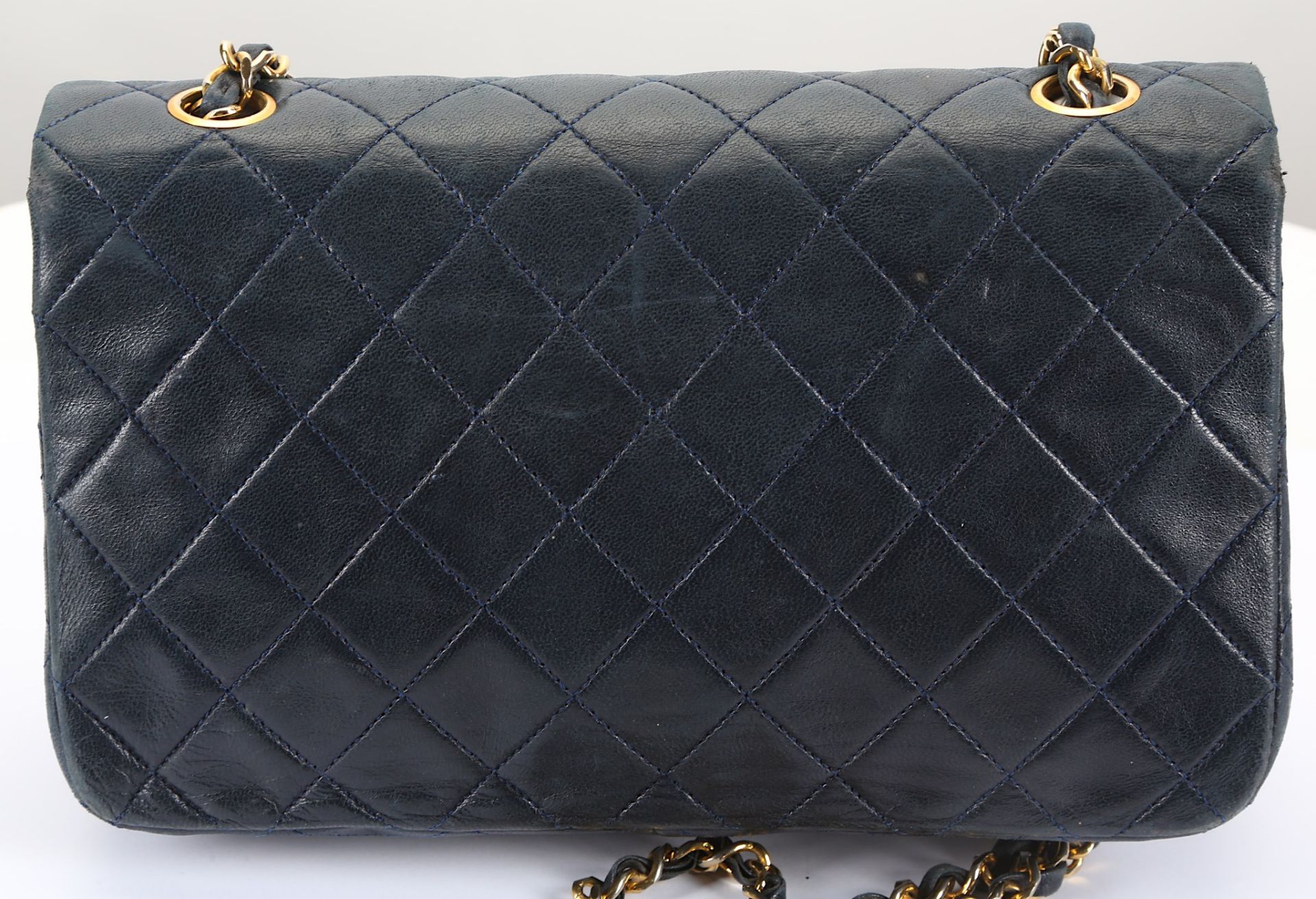 Chanel Navy Full Flap Bag, c. 1989-91, quilted lam - Image 3 of 6