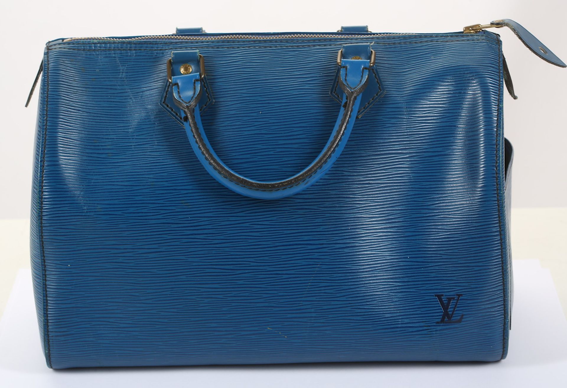 Louis Vuitton Blue Epi Speedy 32, c. 1990, black c - Image 3 of 5