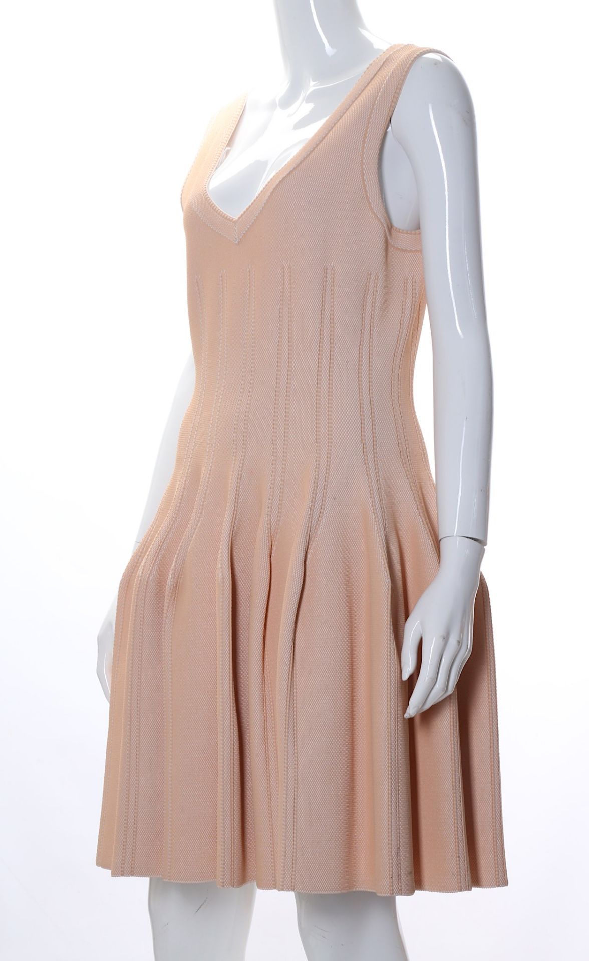 Alaia Nude Pleated Flared Dress, sleeveless design - Image 2 of 4