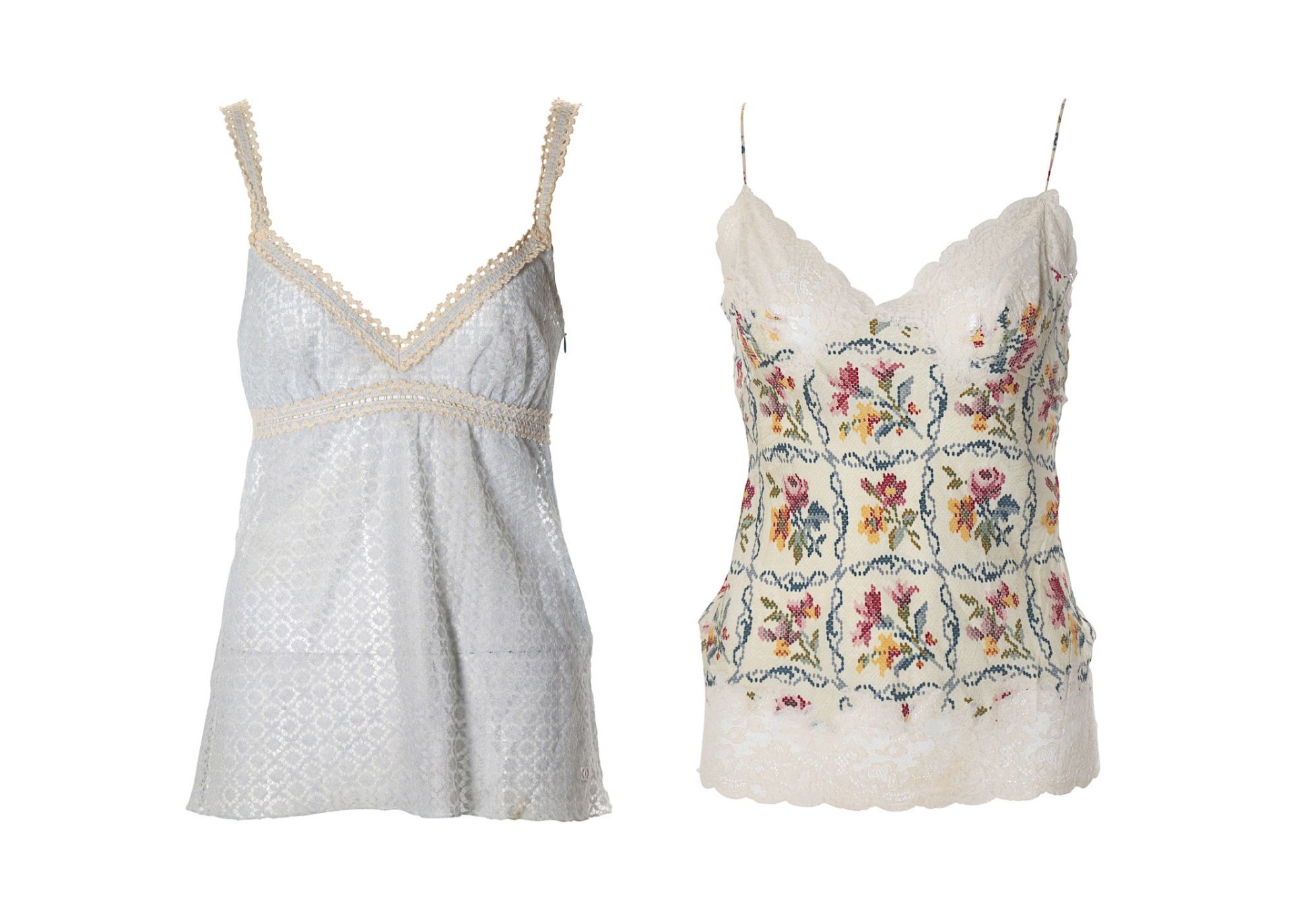 Chanel Baby Blue Lace Top, c. 2007, sleeveless des