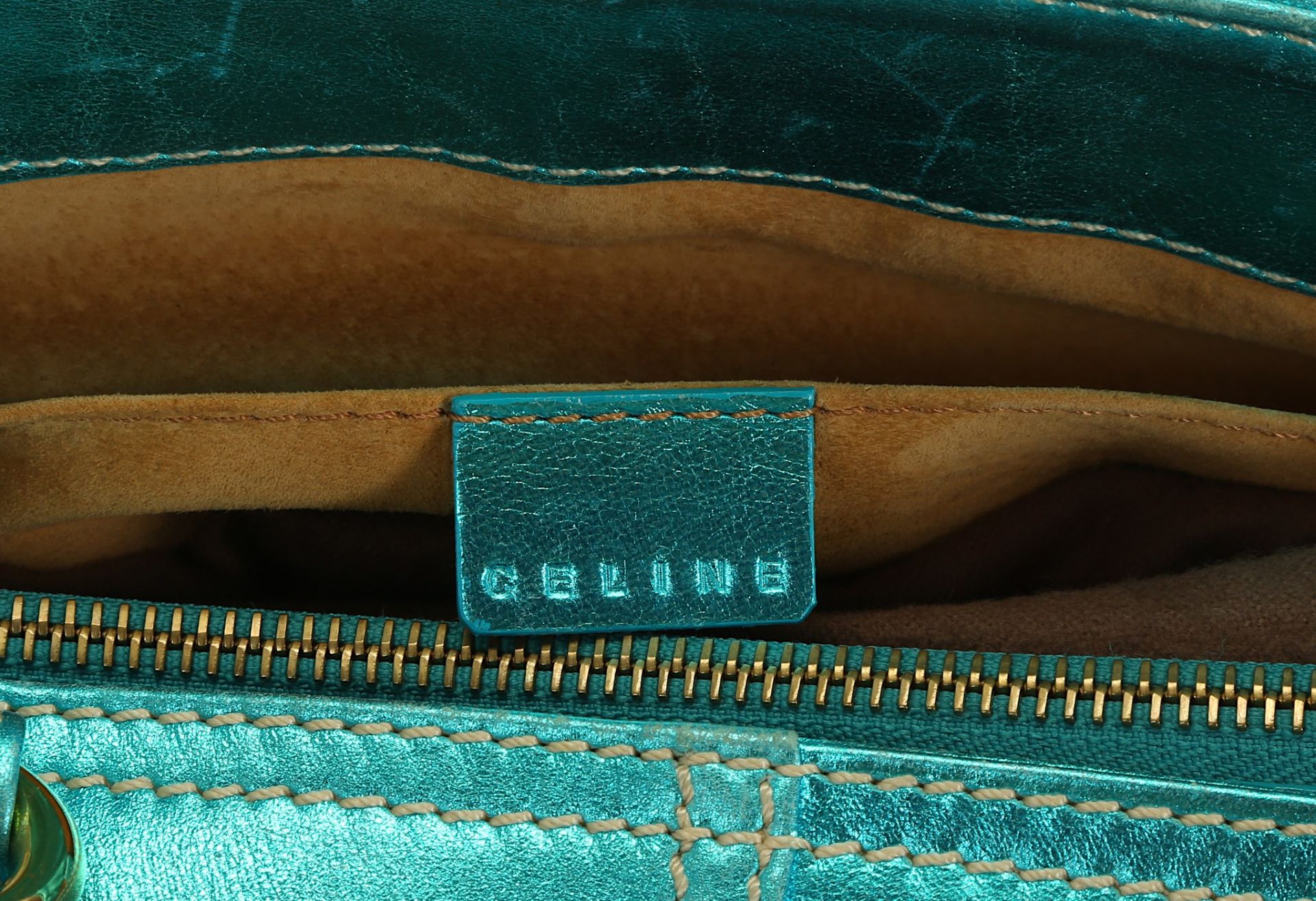 Celine Iridescent Blue Stitched Boogie Bag, gold t - Image 7 of 7