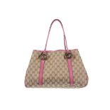 Gucci Monogram and Pink Twins Tote, brown Guccissi